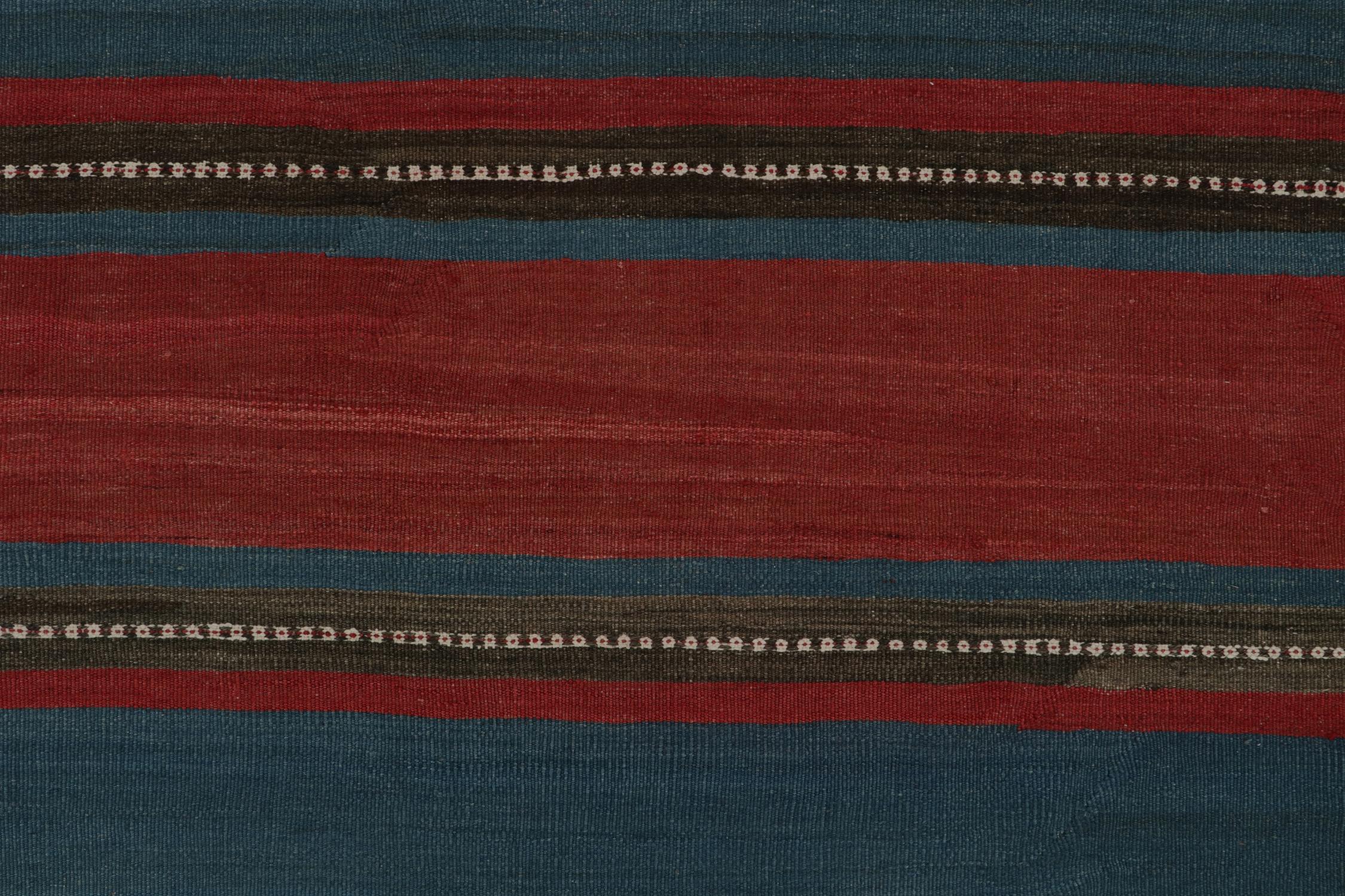 Vintage Shahsavan Persian Kilim in Red and Blue Stripes, by Rug & Kilim In Good Condition For Sale In Long Island City, NY