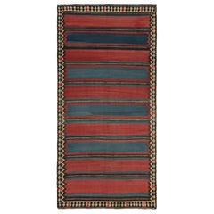 Kilim persiano vintage Shahsavan a strisce rosse e blu, di Rug & Kilim