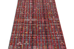 Vintage Shahsavan Persian Kilim in Red and Blue Stripes with Multicolor Patterns