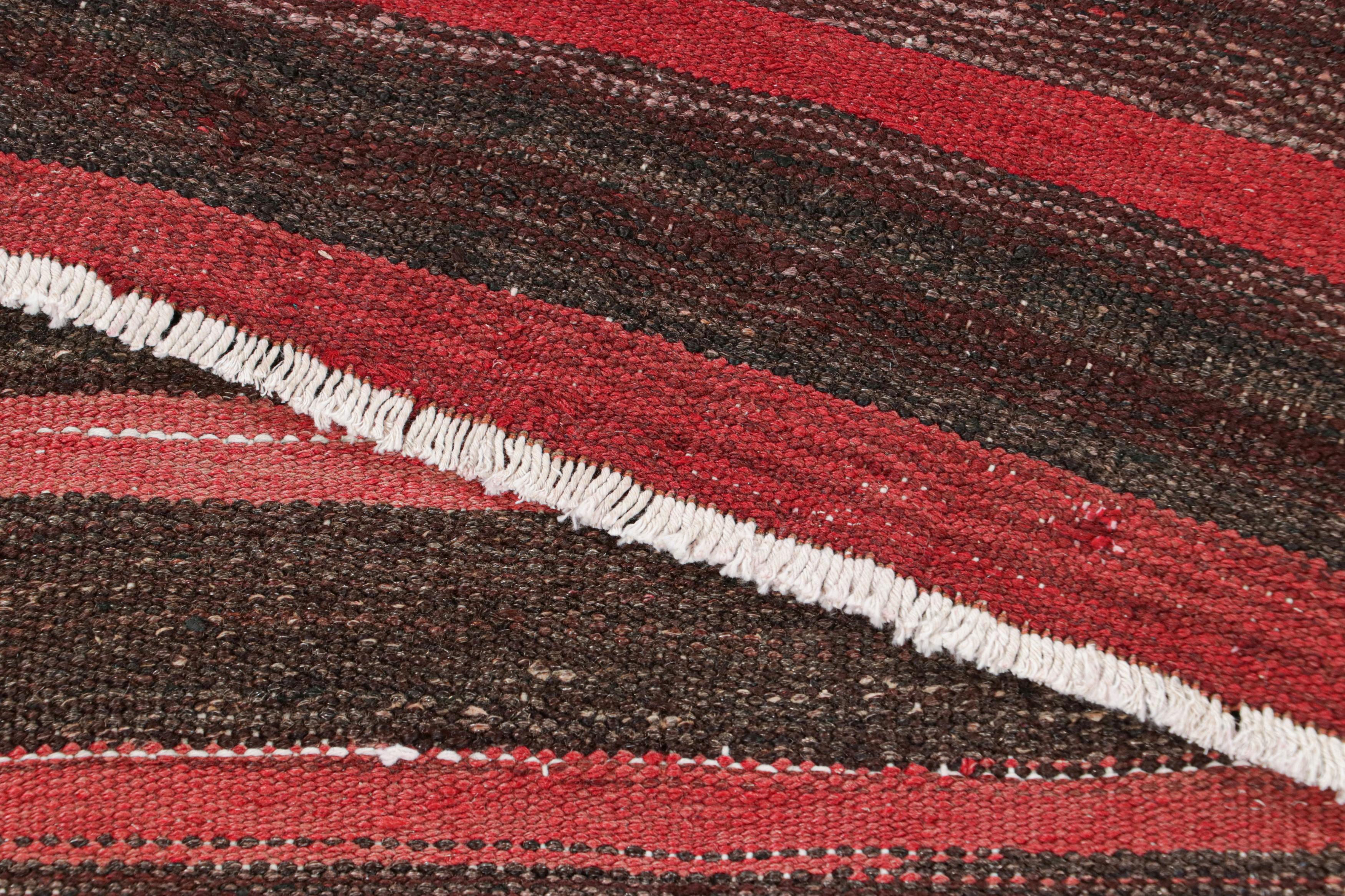 Vintage Shahsavan Persian Kilim in Red and Brown Geometric Stripes - Rug & Kilim For Sale 1