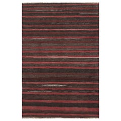 Kilim persan vintage Shahsavan à rayures géométriques rouges et brunes - Rug & Kilim