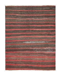 Vintage Shahsavan Persian Kilim in Red and Brown Geometric Stripes - Rug & Kilim