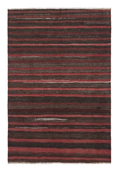 Kilim persa vintage Shahsavan de rayas geométricas rojas y marrones - Rug & Kilim