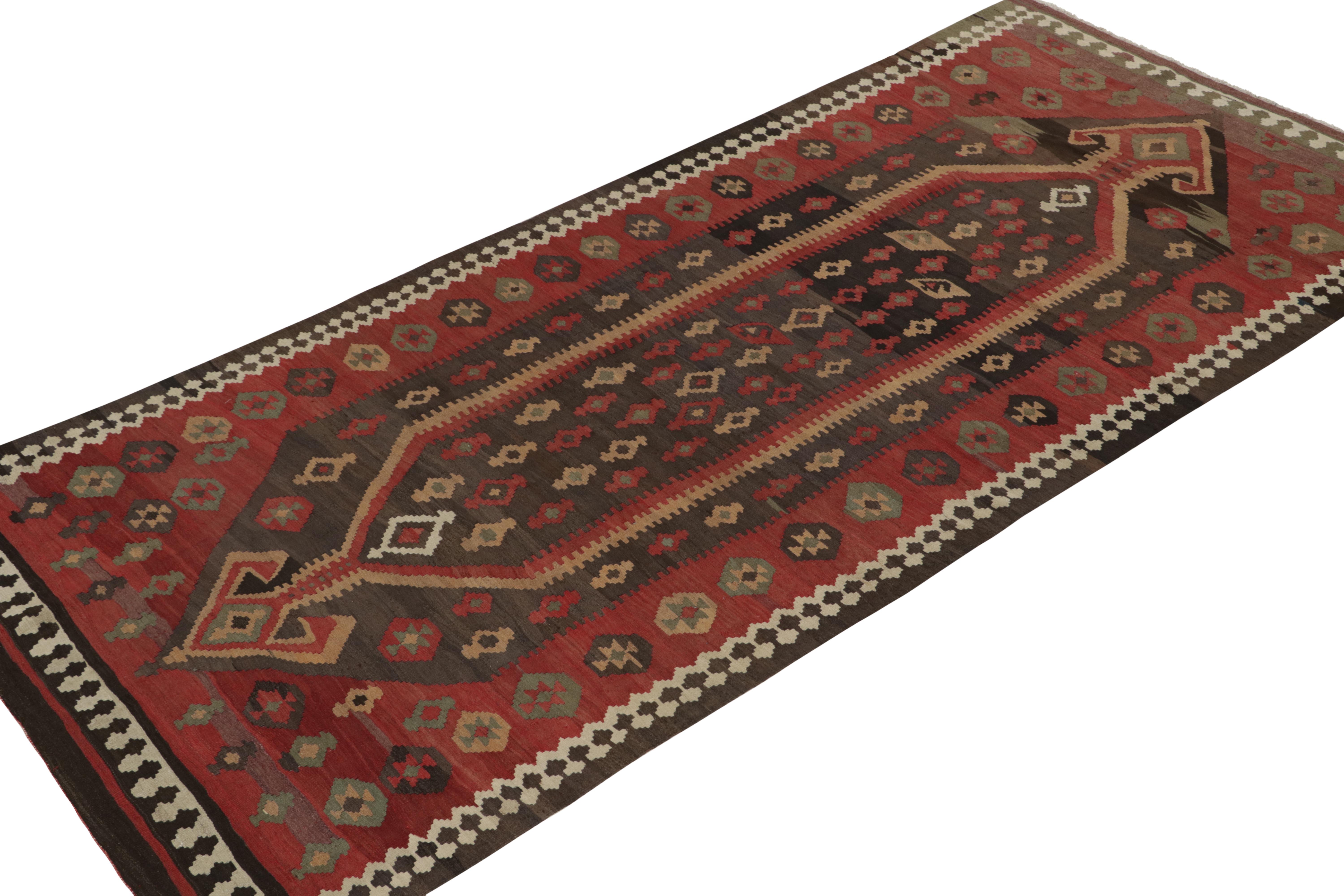 Tribal Vintage Shahsavan Persian Kilim in Red and Brown Patterns by Rug & Kilim For Sale