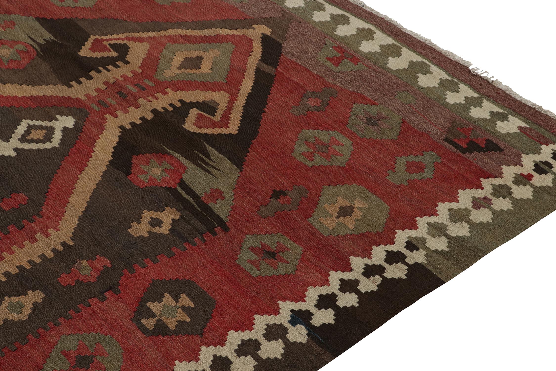Vintage Shahsavan Persian Kilim in Red and Brown Patterns by Rug & Kilim In Good Condition For Sale In Long Island City, NY
