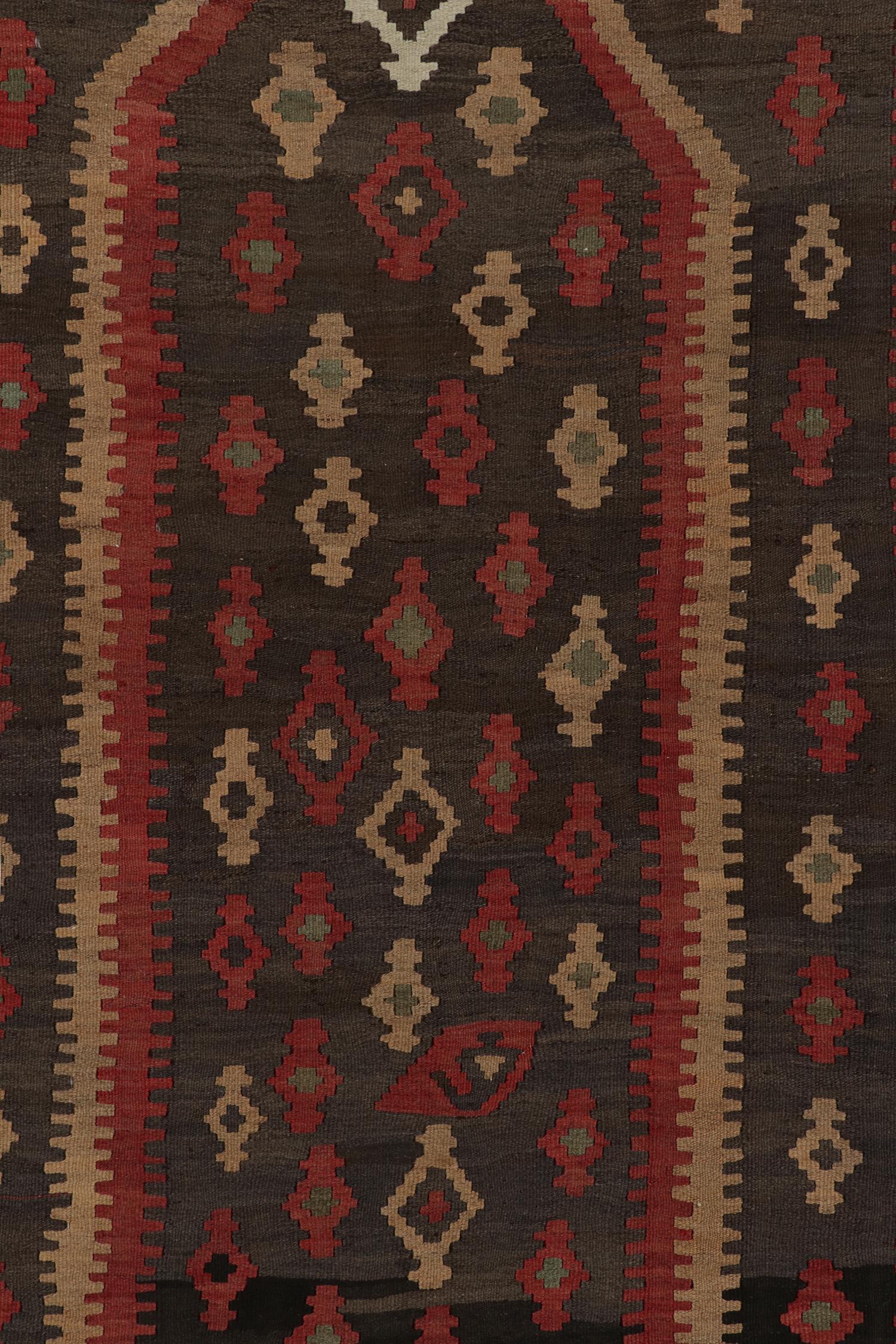Mid-20th Century Vintage Shahsavan Persian Kilim in Red and Brown Patterns by Rug & Kilim For Sale