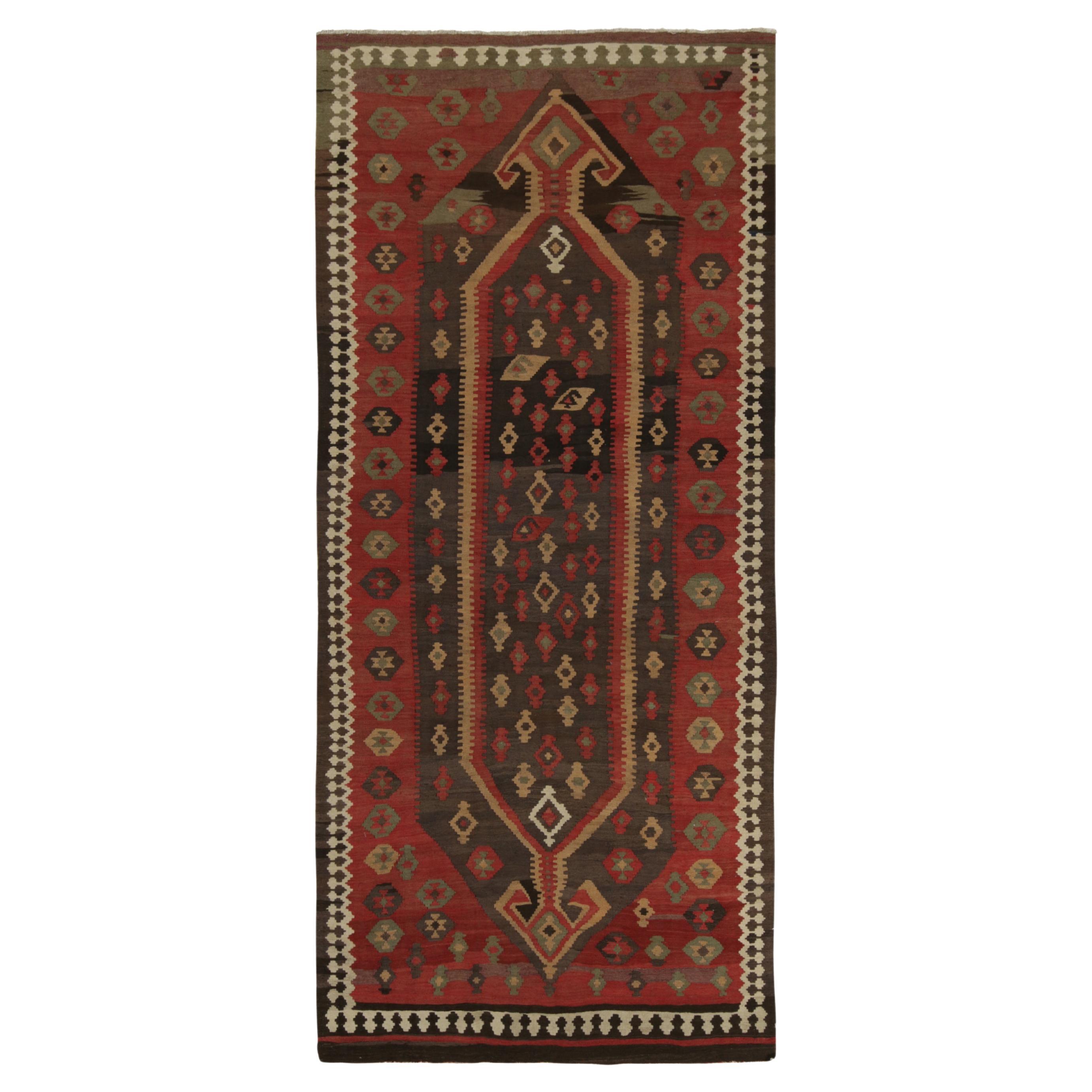 Vintage Shahsavan Persian Kilim in Red and Brown Patterns by Rug & Kilim For Sale