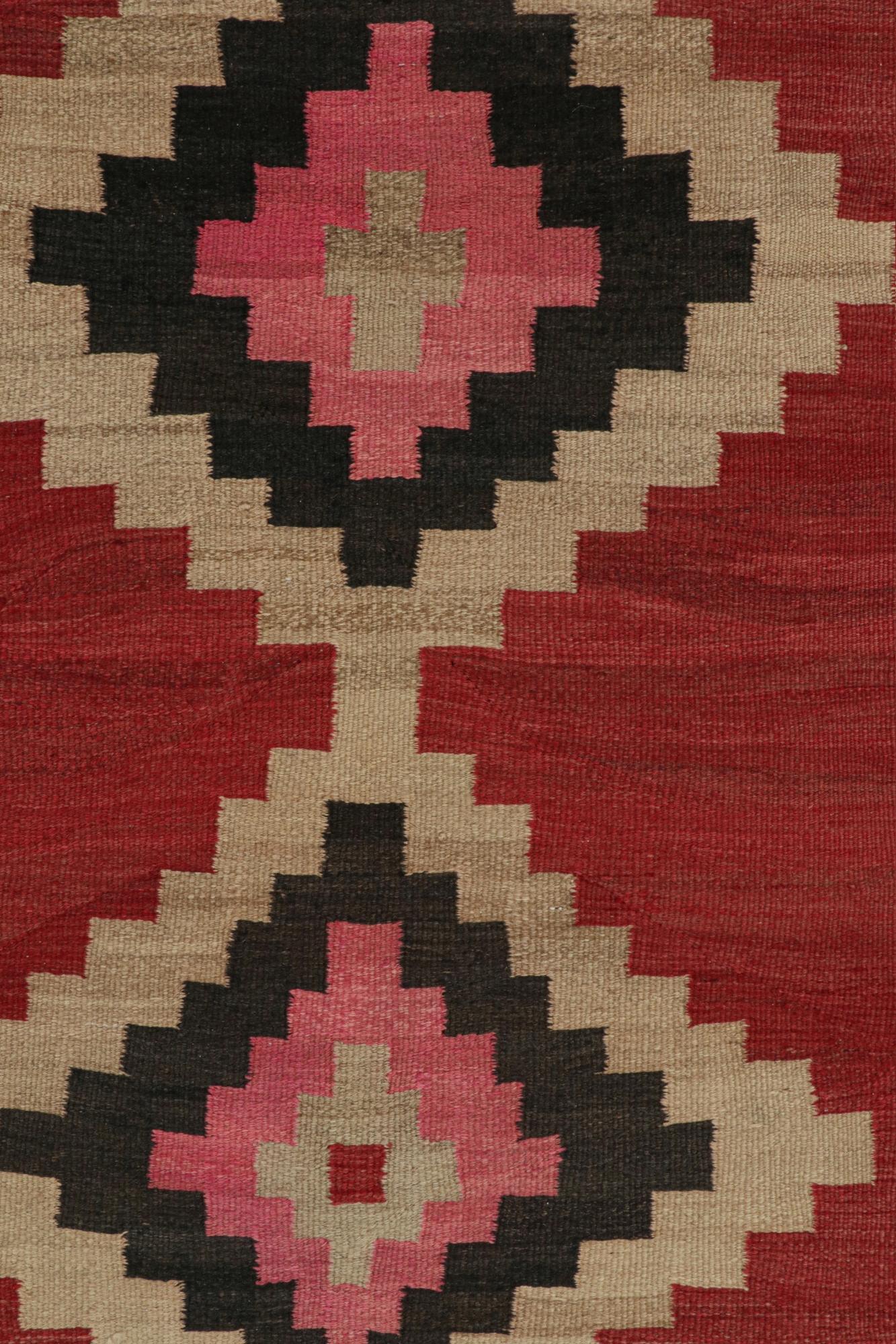 Tribal Vintage Shahsavan Persian Kilim in Red, Beige & Black Patterns by Rug & Kilim For Sale