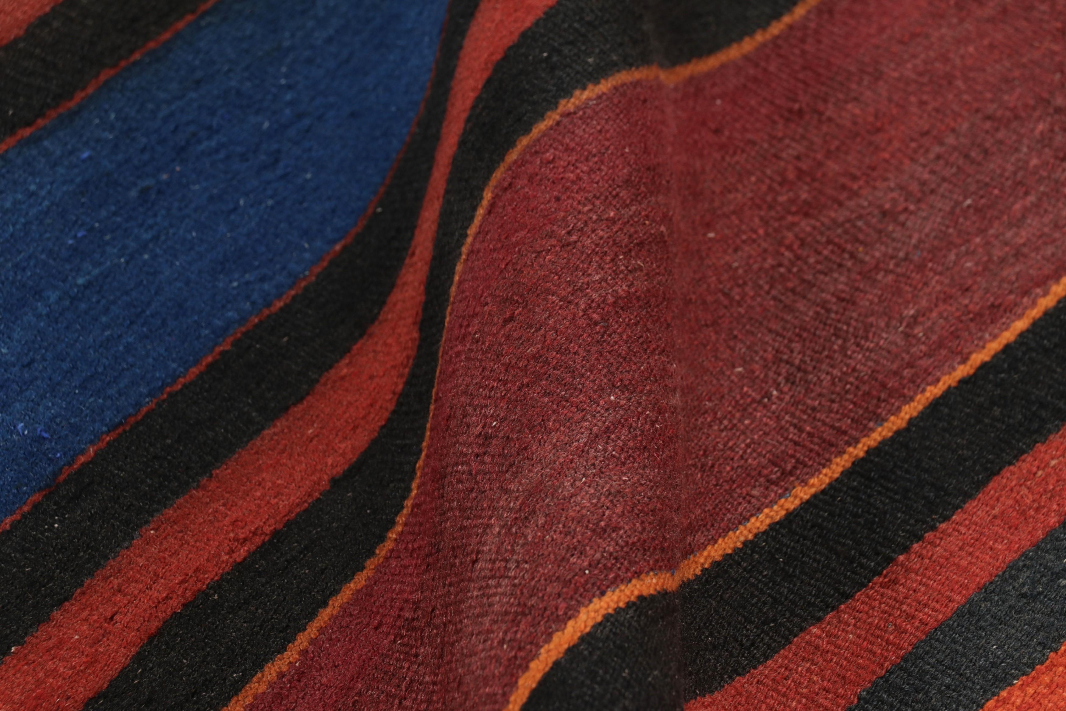 Vintage Shahsavan Persian Kilim in Red, Blue and Brown Stripes - Rug & Kilim For Sale 1