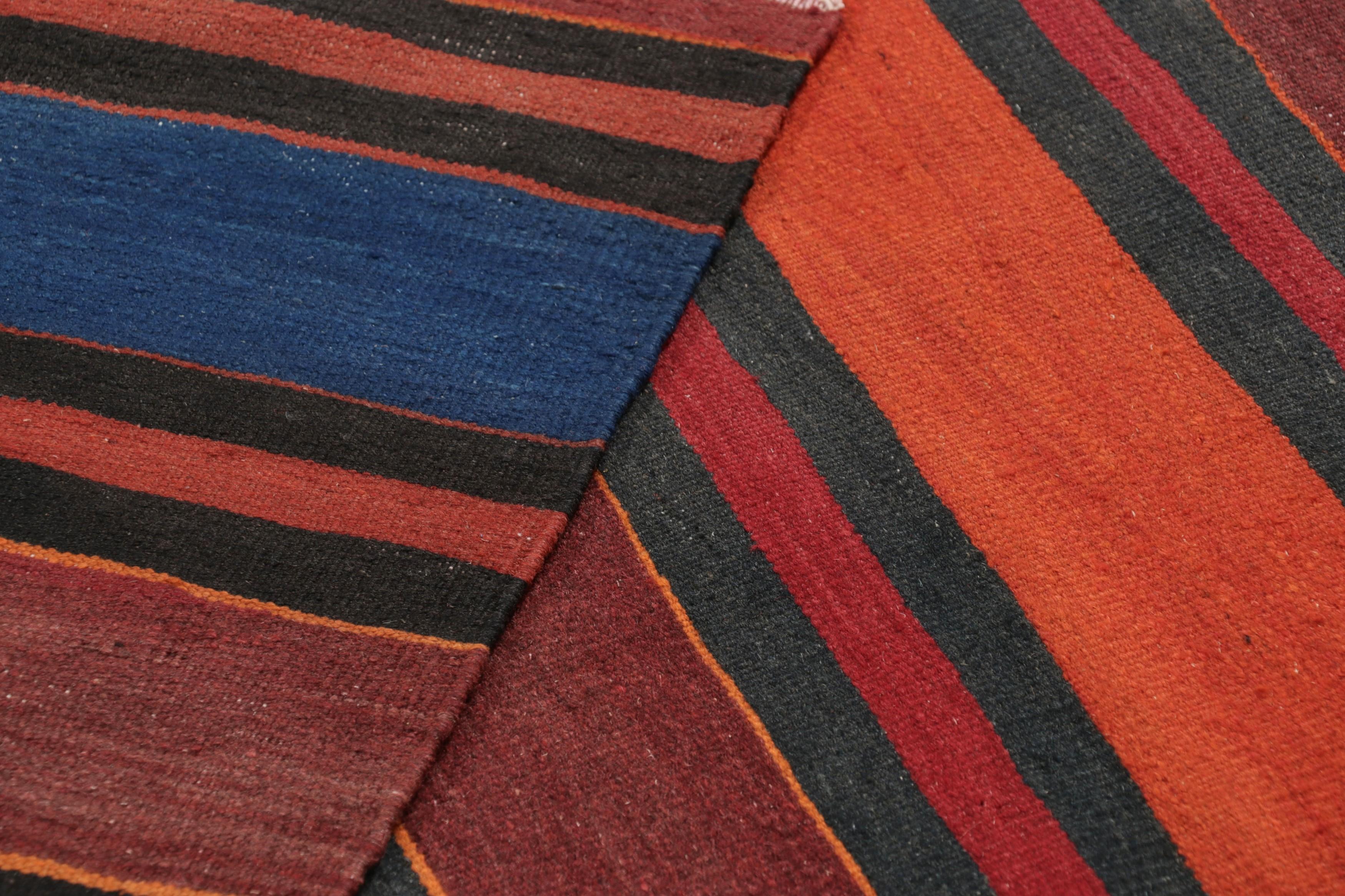 Vintage Shahsavan Persian Kilim in Red, Blue and Brown Stripes - Rug & Kilim For Sale 2