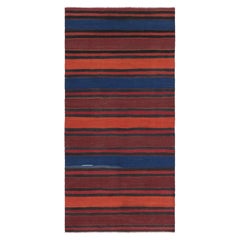 Vintage Shahsavan Persian Kilim in Red, Blue and Brown Stripes - Rug & Kilim