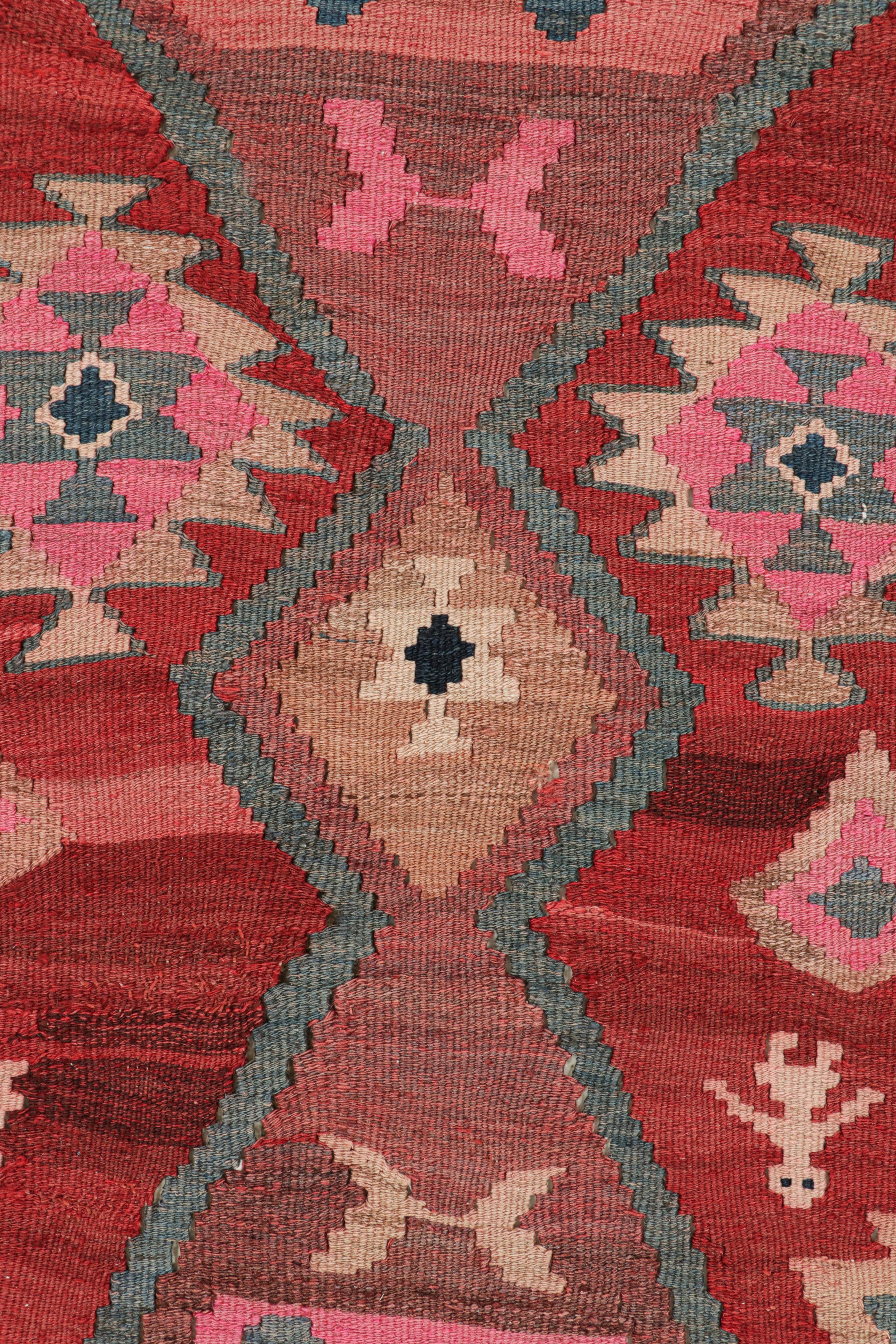 Tribal Vintage Shahsavan Persian Kilim in Red, Blue & Pink Patterns For Sale