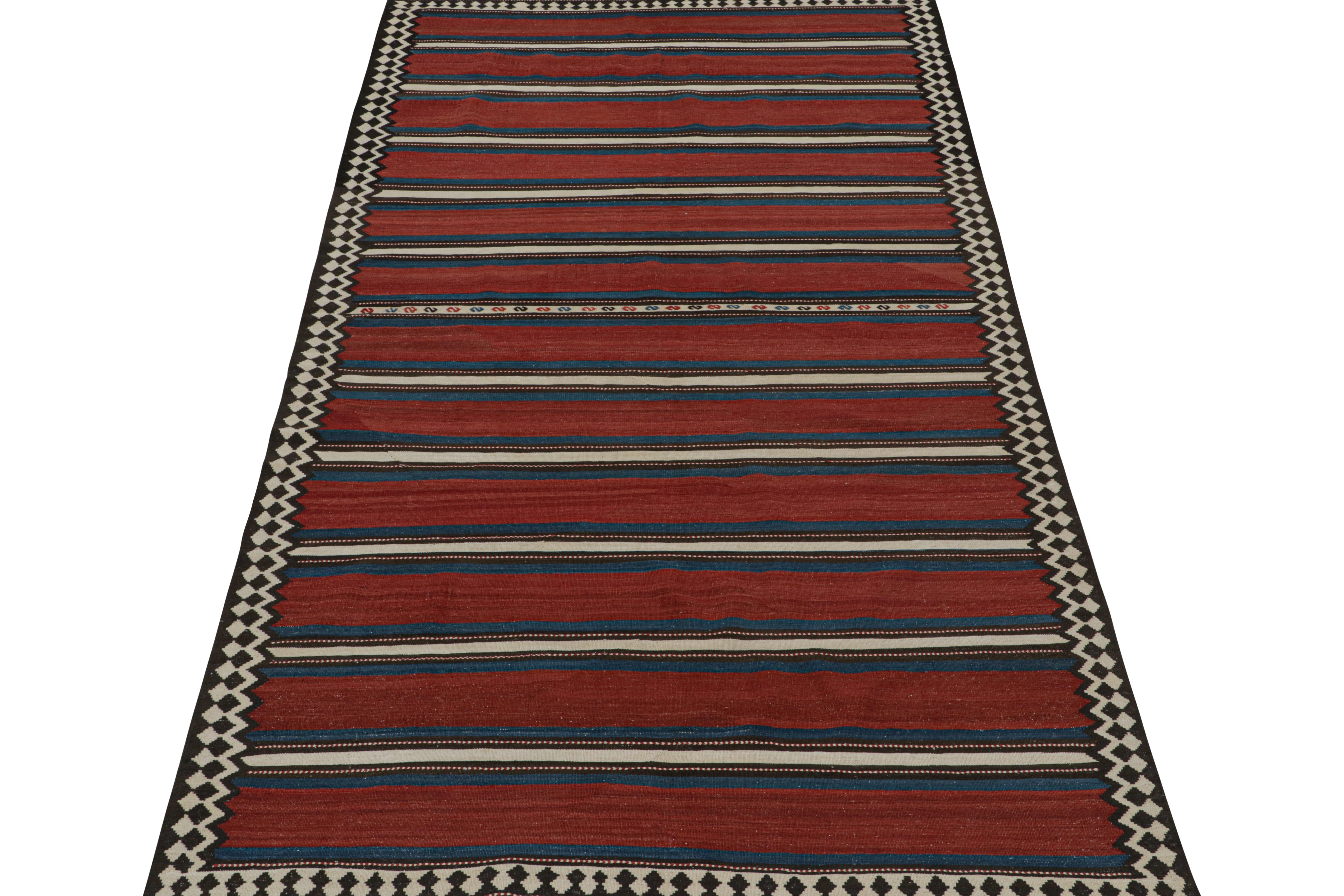 Vintage Shahsavan Persian Kilim in Red, Blue, White & Black by Rug & Kilim In Good Condition For Sale In Long Island City, NY