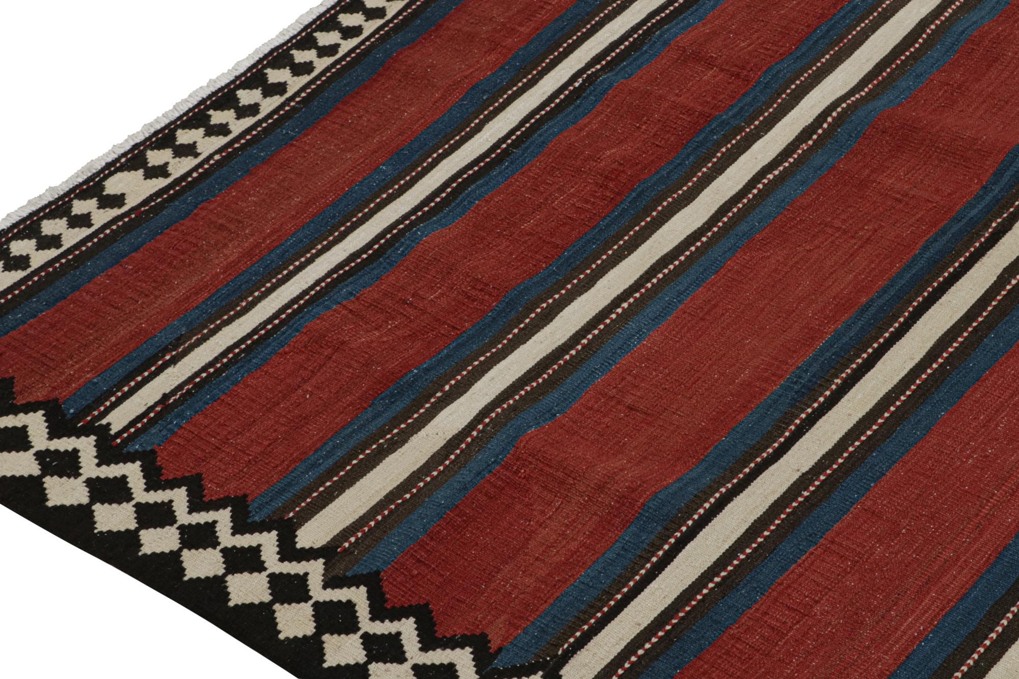 Mid-20th Century Vintage Shahsavan Persian Kilim in Red, Blue, White & Black by Rug & Kilim For Sale