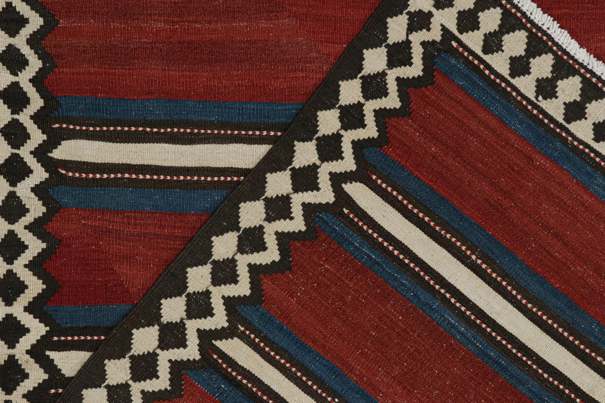 Wool Vintage Shahsavan Persian Kilim in Red, Blue, White & Black by Rug & Kilim For Sale