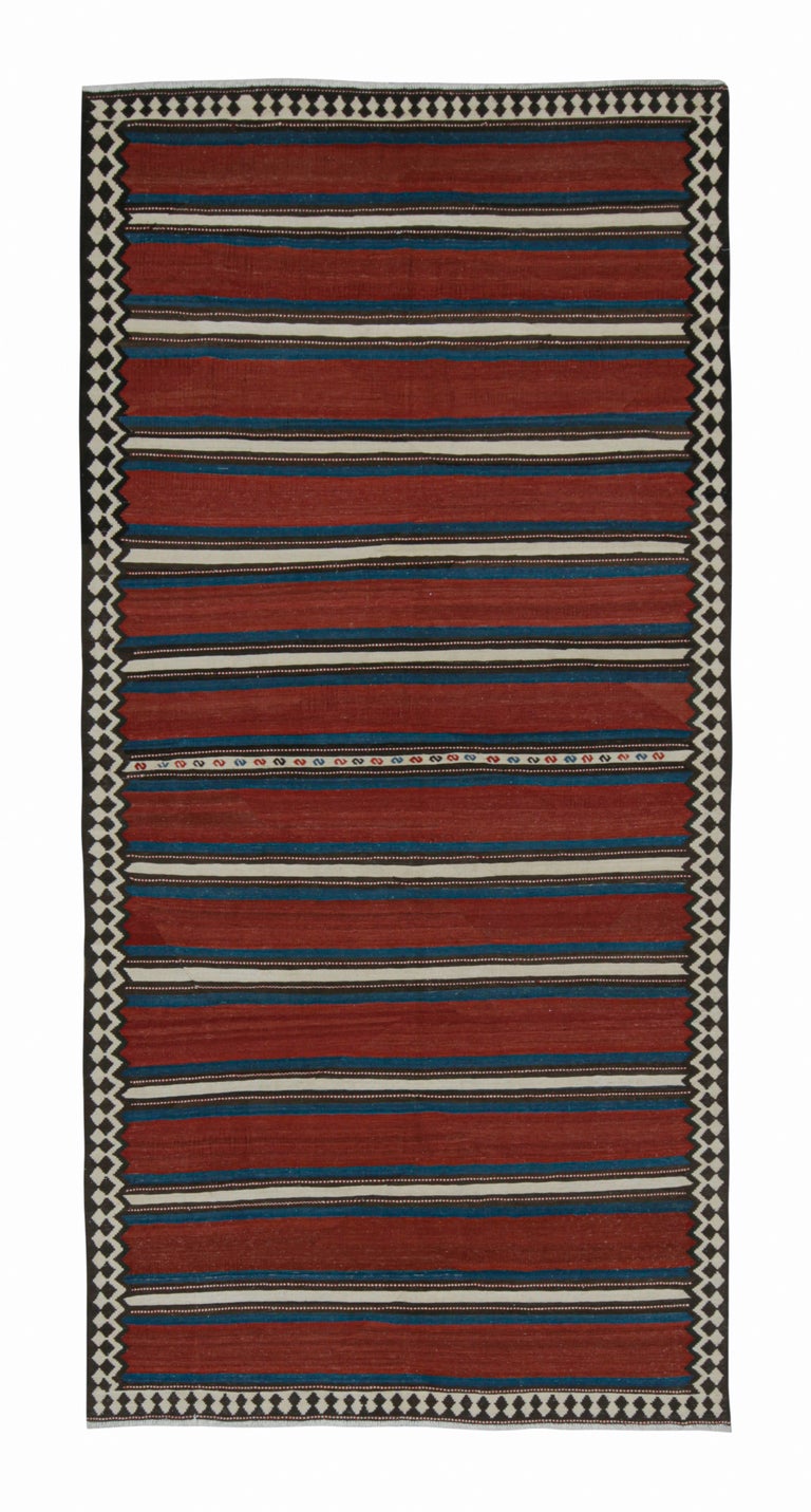 Vintage Shahsavan Persian Kilim in Red, Blue, White and Black by Rug