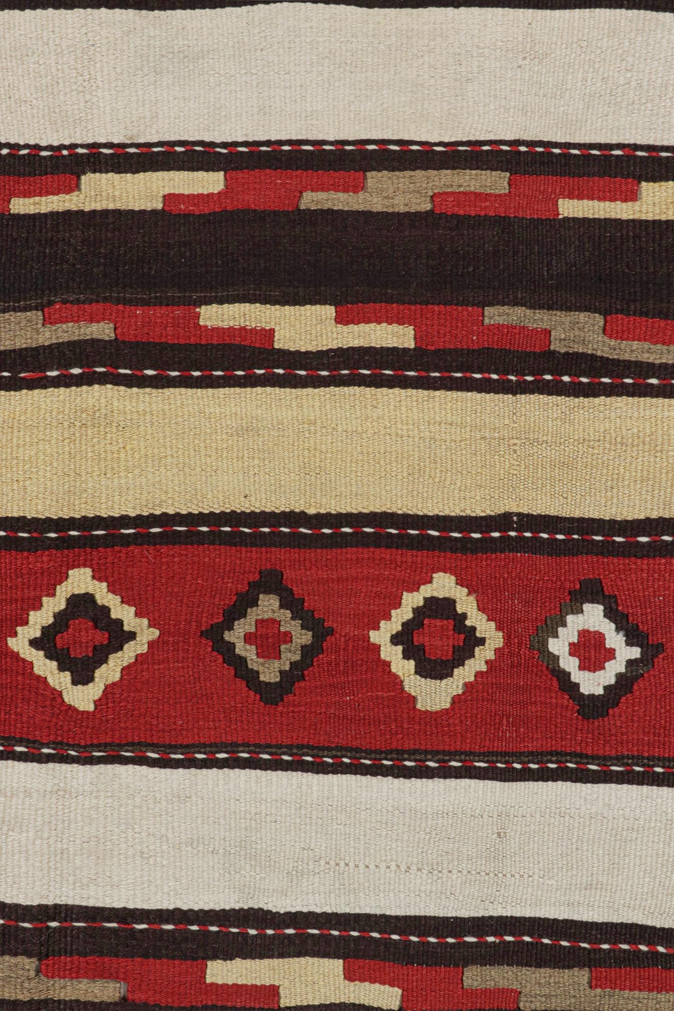 Tribal Vintage Shahsavan Persian Kilim in Red, Brown, White & Black For Sale