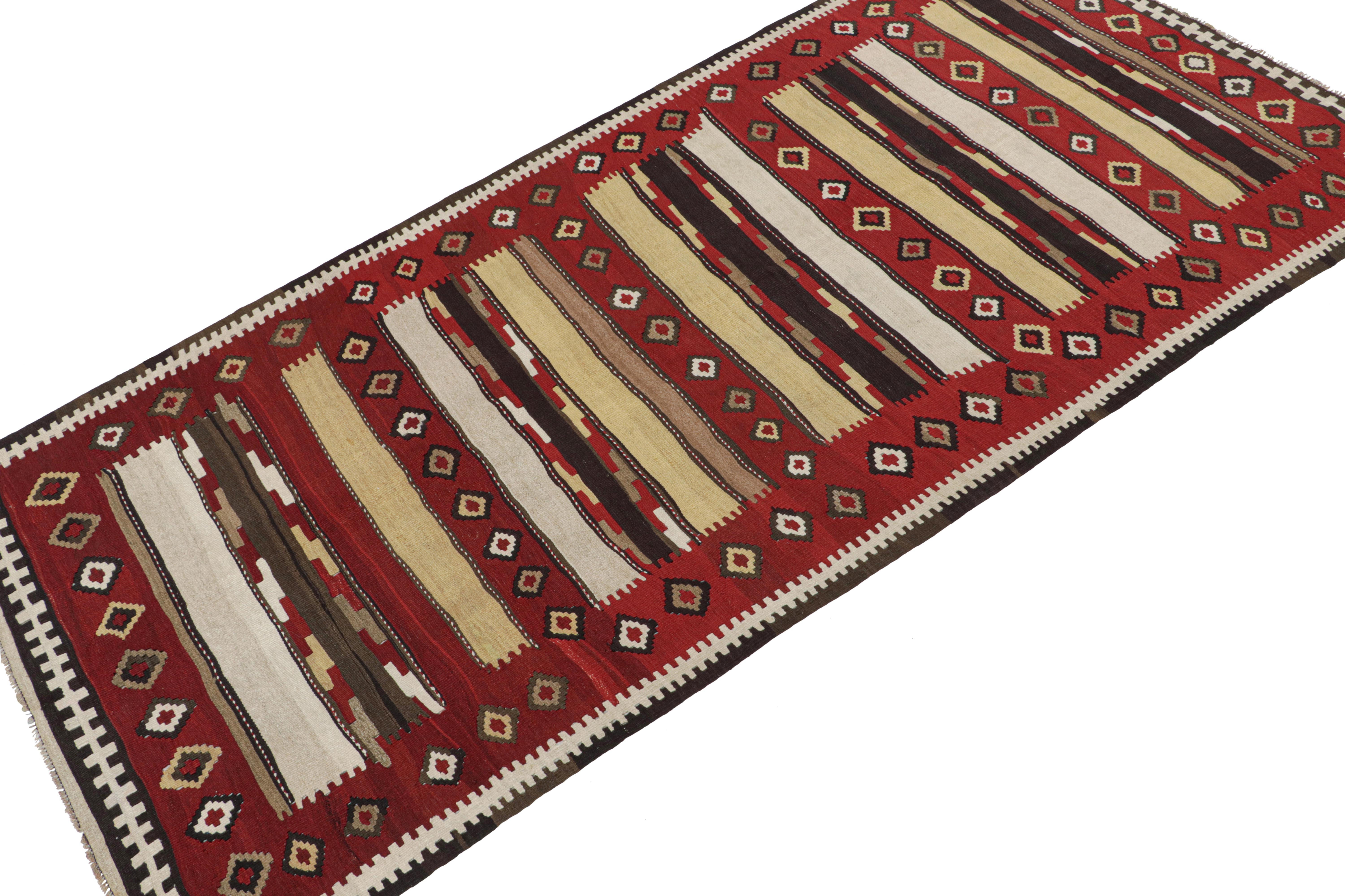 Hand-Knotted Vintage Shahsavan Persian Kilim in Red, Brown, White & Black For Sale