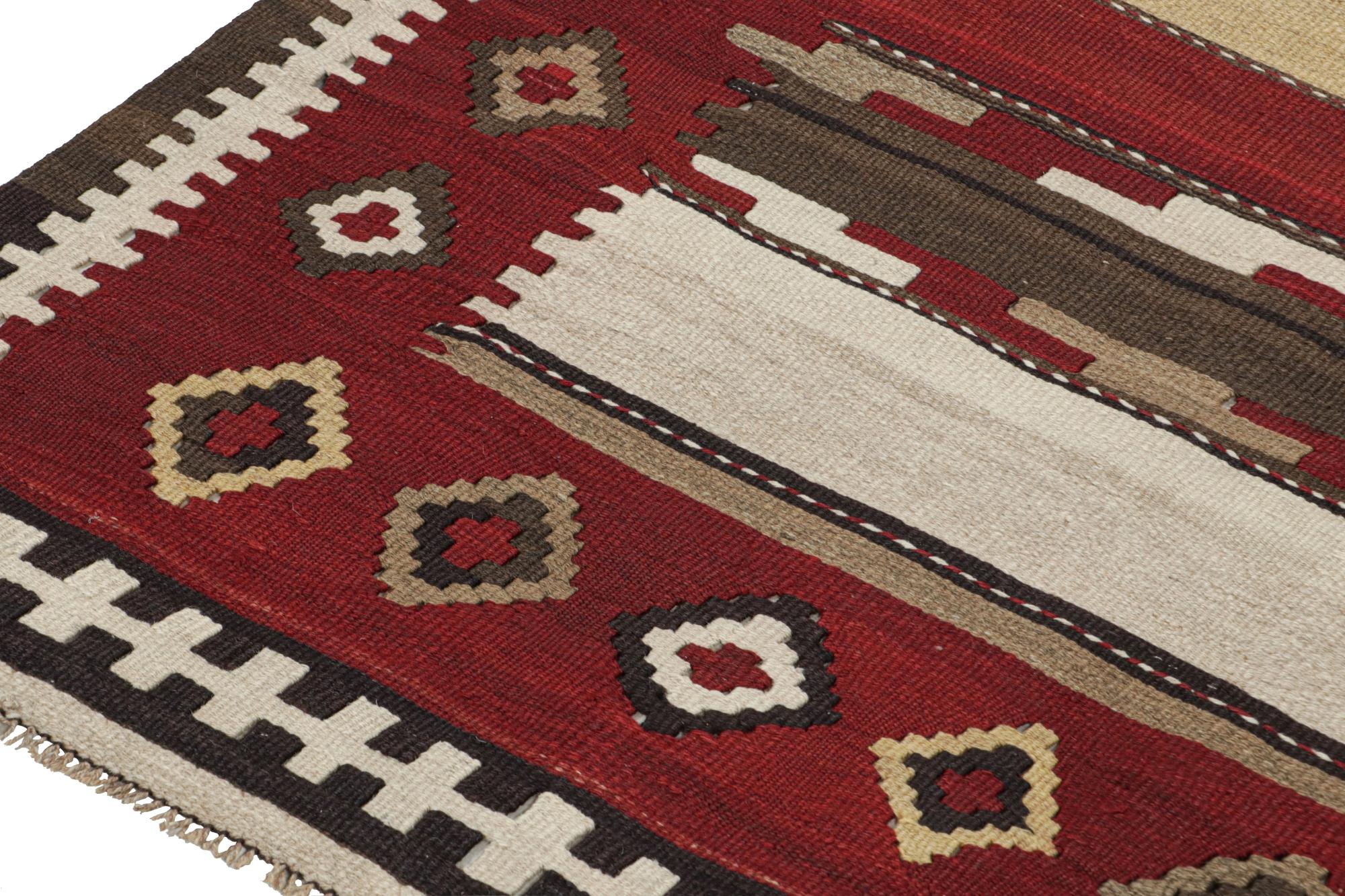 Mid-20th Century Vintage Shahsavan Persian Kilim in Red, Brown, White & Black For Sale