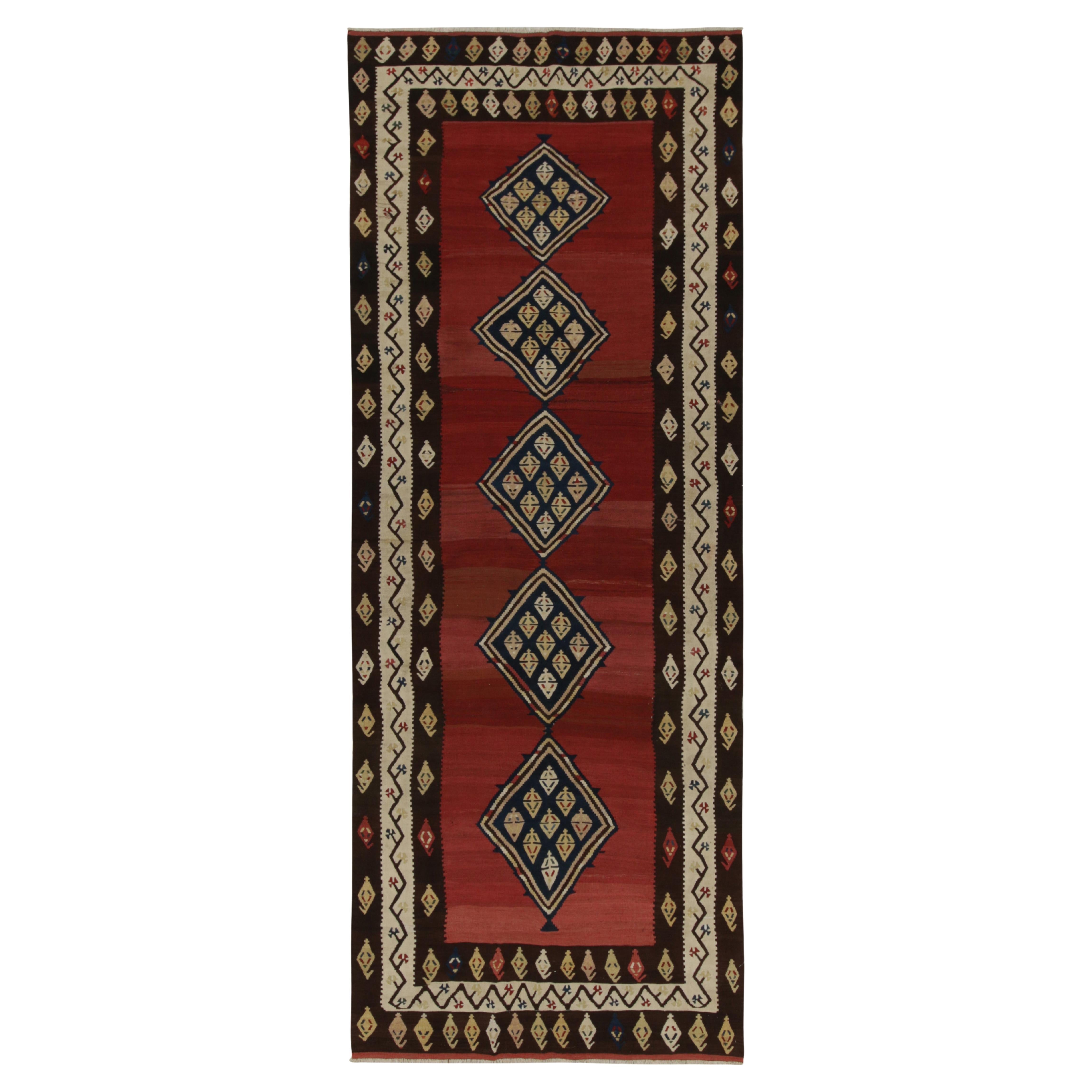 Vintage Shahsavan Persian Kilim in Red with Blue Medallions, by Rug & Kilim