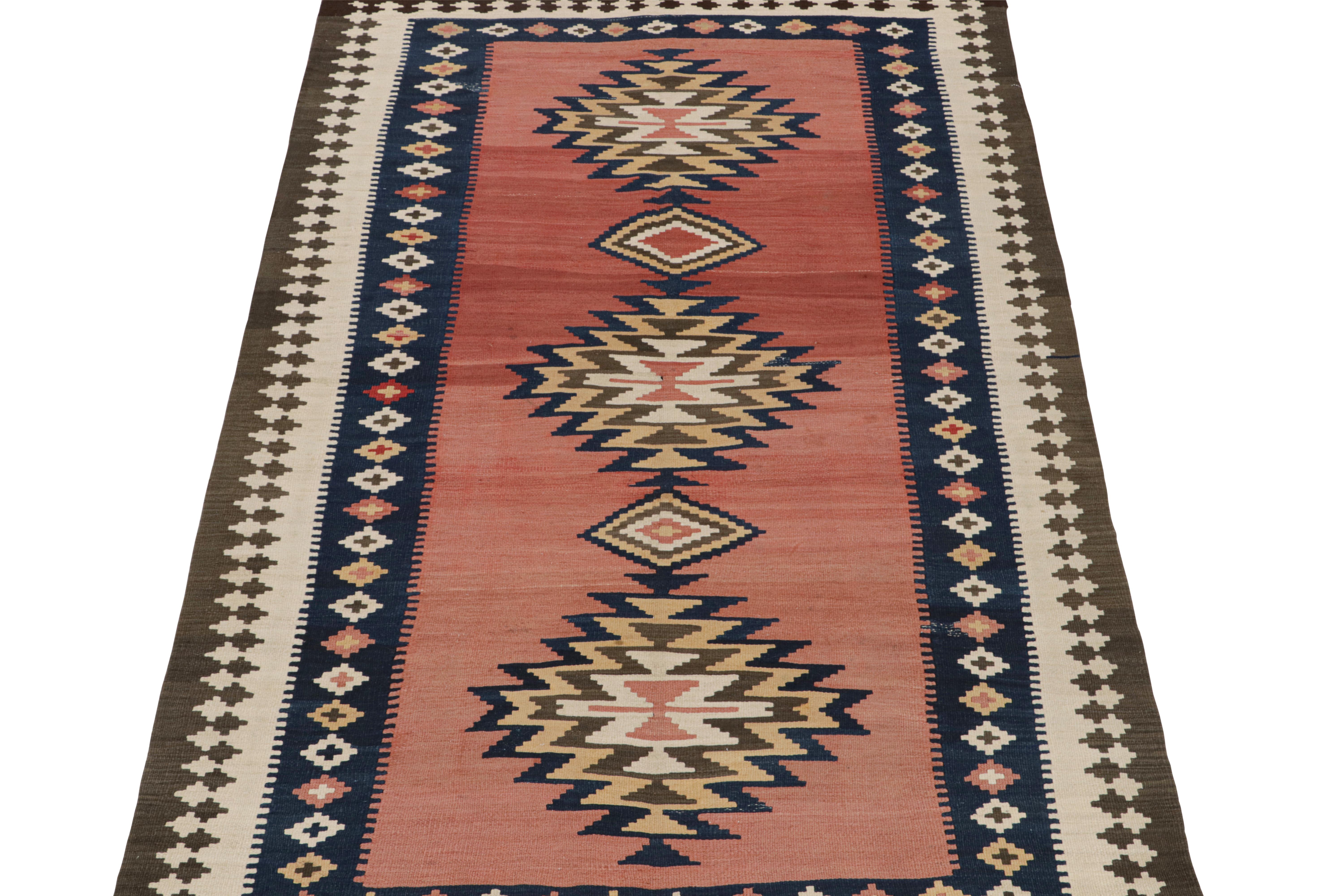 Tribal Vintage Shahsavan Persian Kilim in Red with Medallion Patterns by Rug & Kilim For Sale