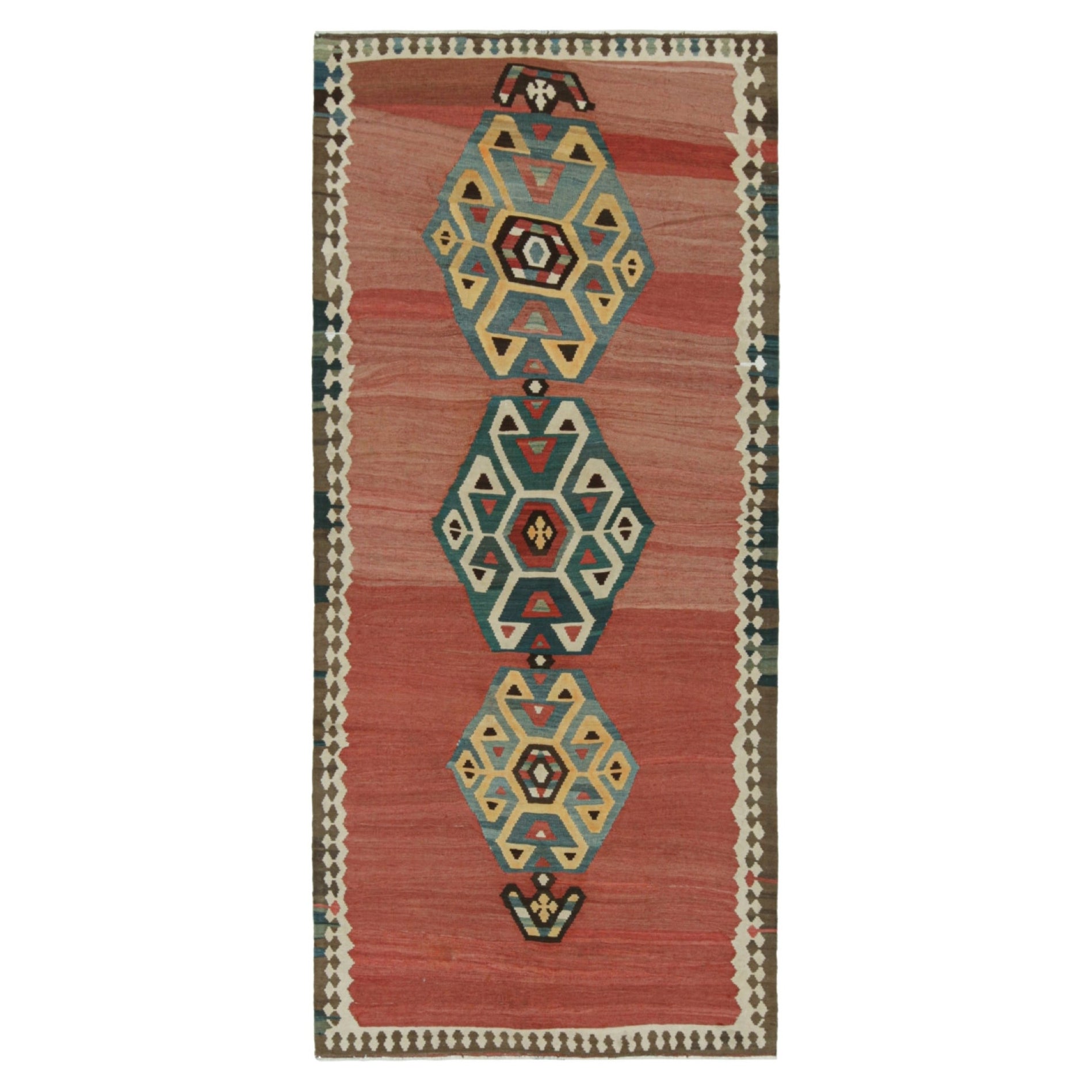 Kilim persiano vintage Shahsavan rosso con motivi a medaglione
