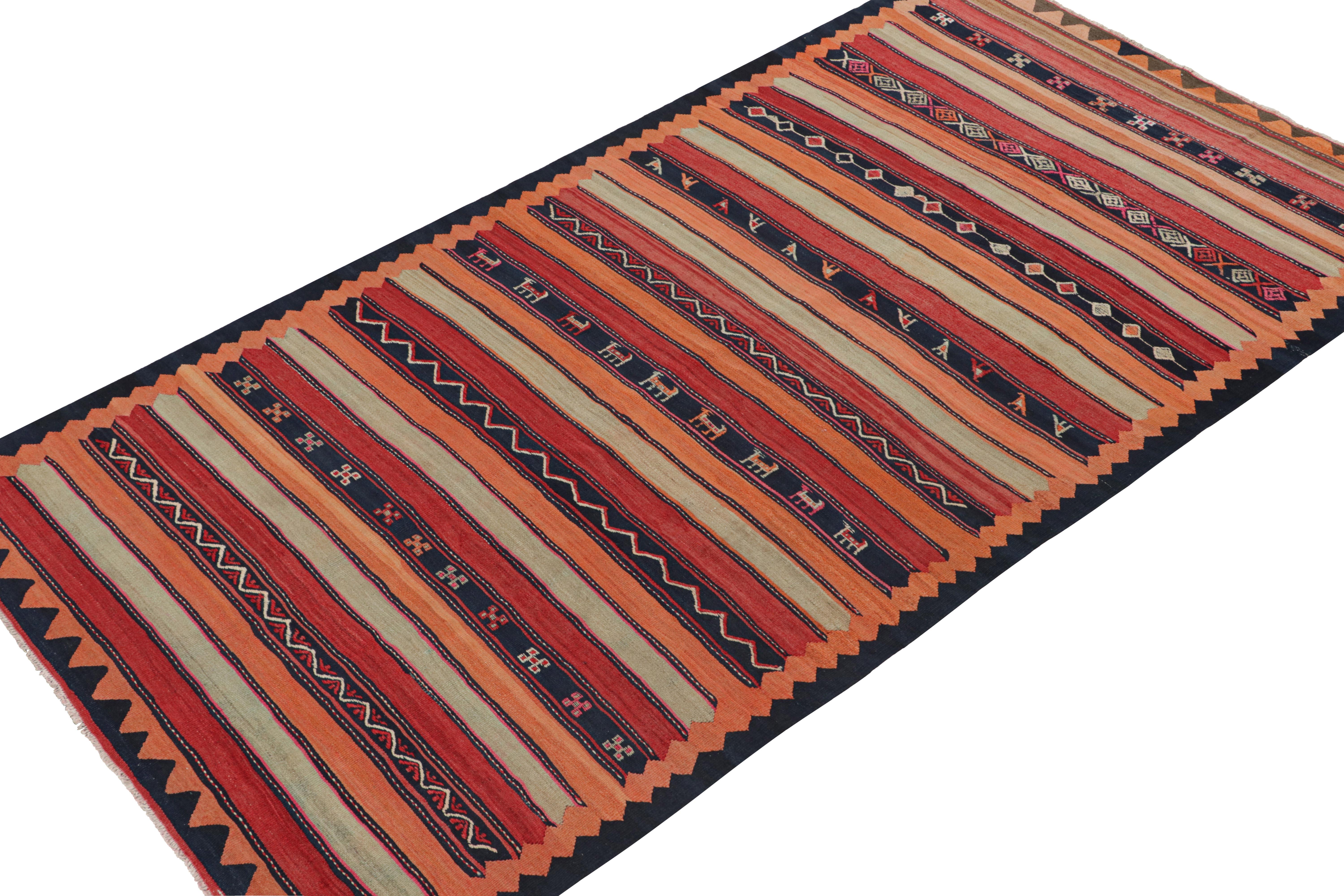 Tribal Vintage Shahsavan Persian Kilim in Stripes and Geometric Patterns by Rug & Kilim For Sale