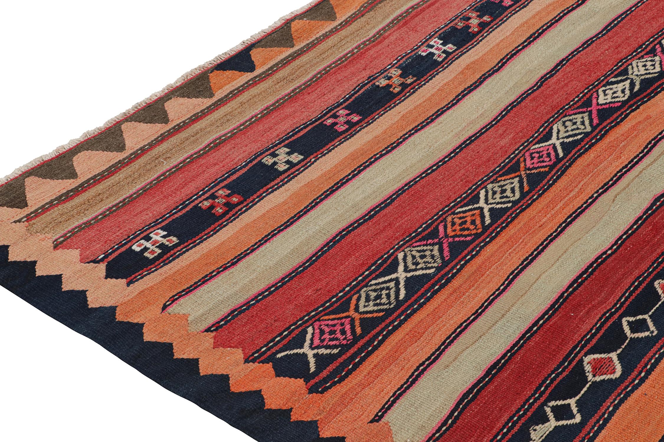 Vintage Shahsavan Persian Kilim in Stripes and Geometric Patterns by Rug & Kilim In Good Condition For Sale In Long Island City, NY