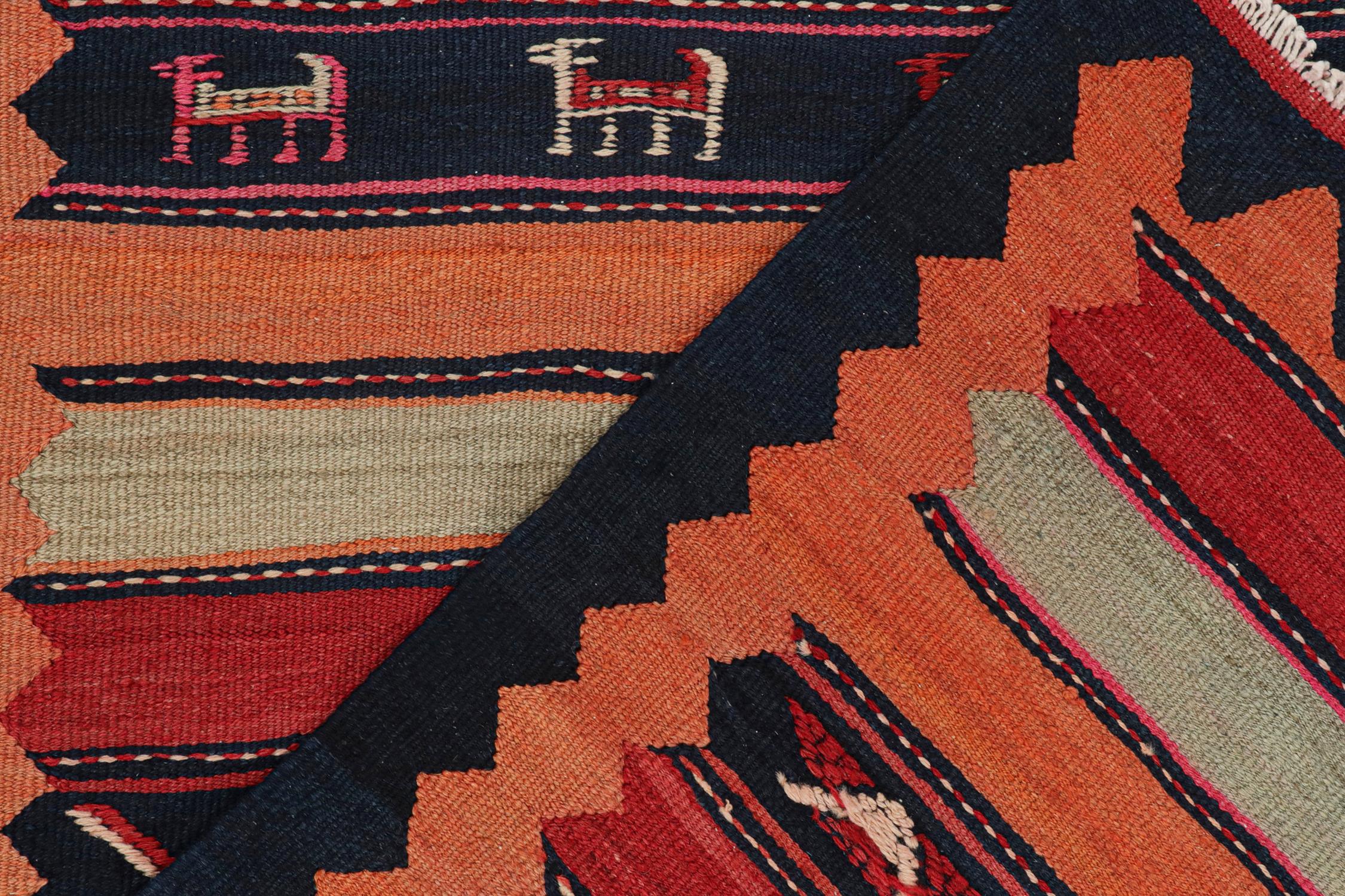 Wool Vintage Shahsavan Persian Kilim in Stripes and Geometric Patterns by Rug & Kilim For Sale