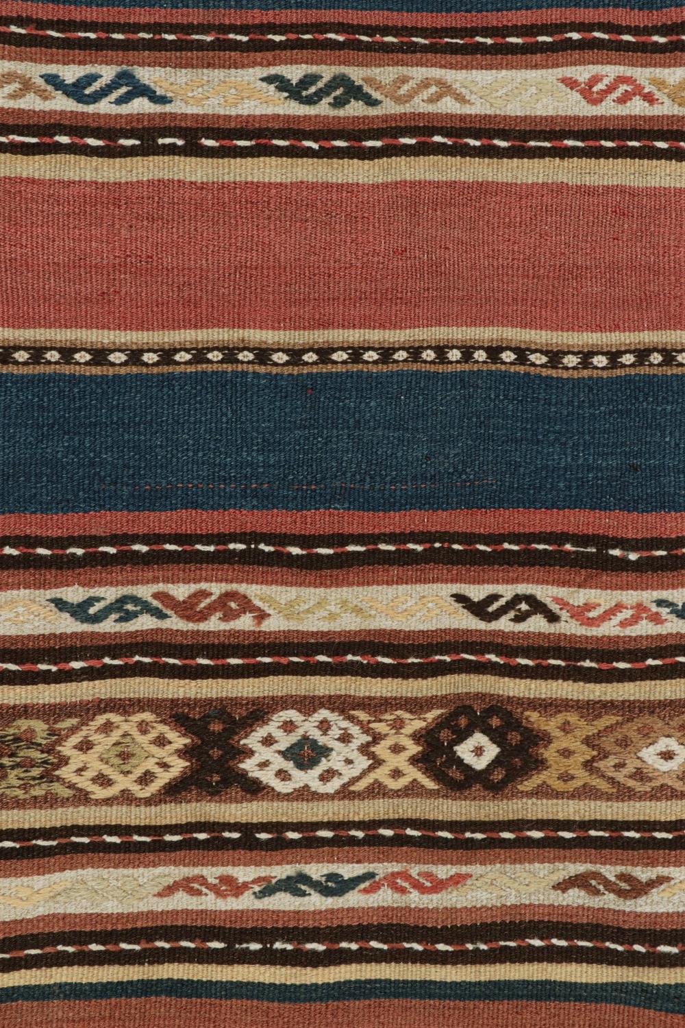 Tribal Vintage Shahsavan Persian Kilim in Stripes & Geometric Patterns For Sale