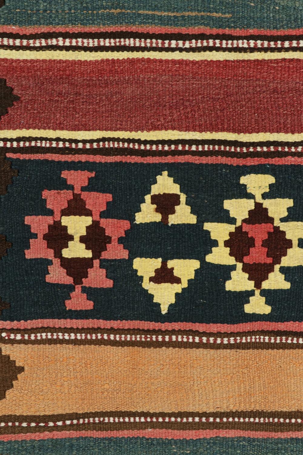 Tribal Vintage Shahsavan Persian Kilim in Stripes & Geometric Patterns For Sale