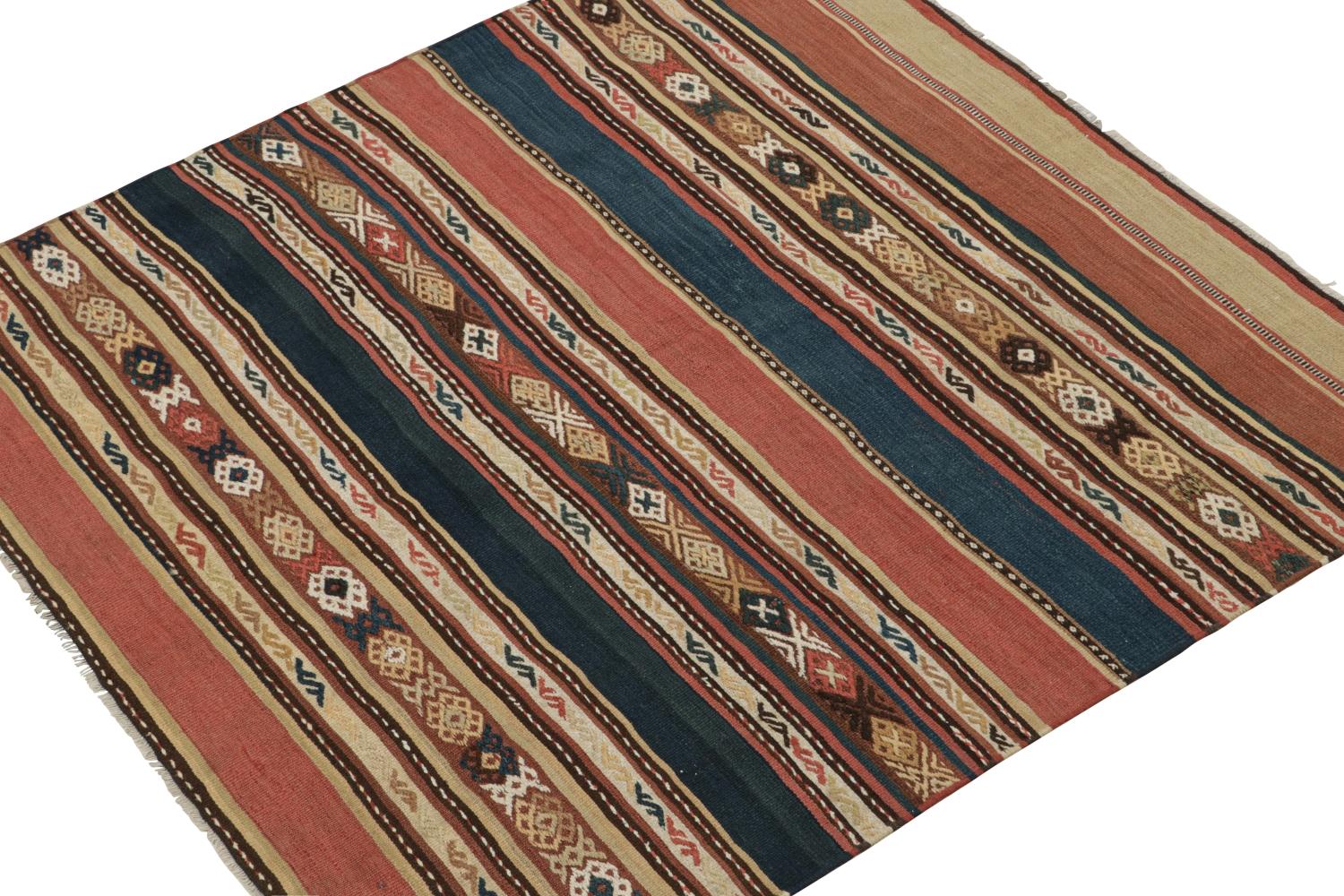 Vintage Shahsavan Persian Kilim in Stripes & Geometric Patterns In Good Condition For Sale In Long Island City, NY