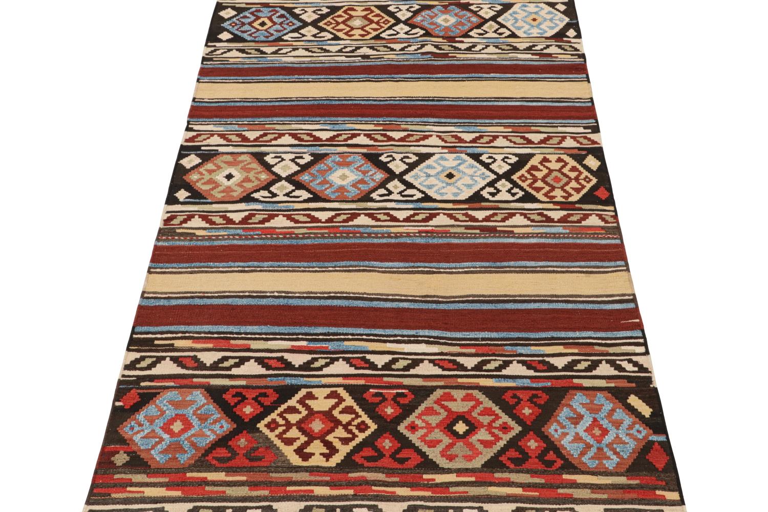Vintage Shahsavan Persian Kilim in Stripes & Geometric Patterns In Good Condition For Sale In Long Island City, NY