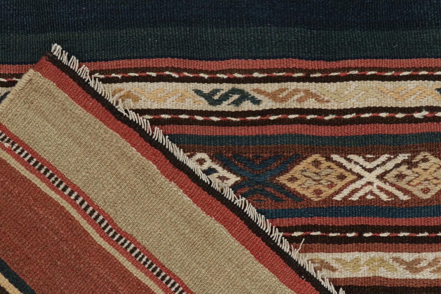 Wool Vintage Shahsavan Persian Kilim in Stripes & Geometric Patterns For Sale