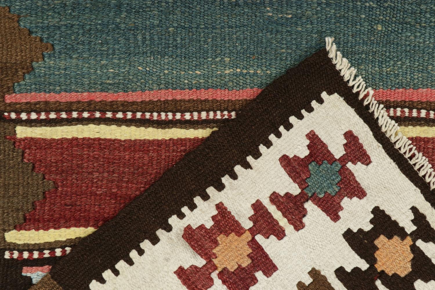 Wool Vintage Shahsavan Persian Kilim in Stripes & Geometric Patterns For Sale