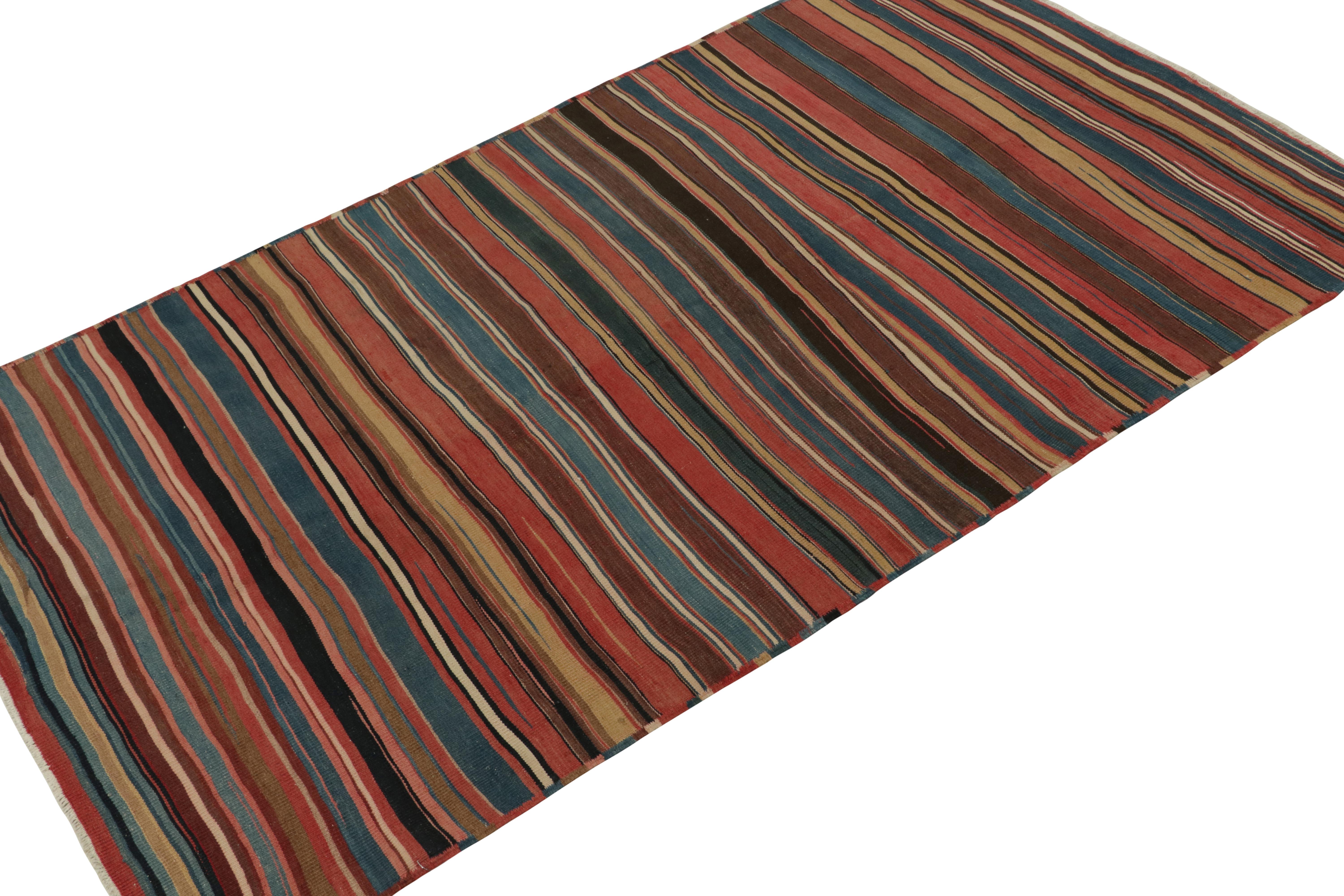Tribal Vintage Shahsavan Persian Kilim rug in Polychromatic Stripes For Sale