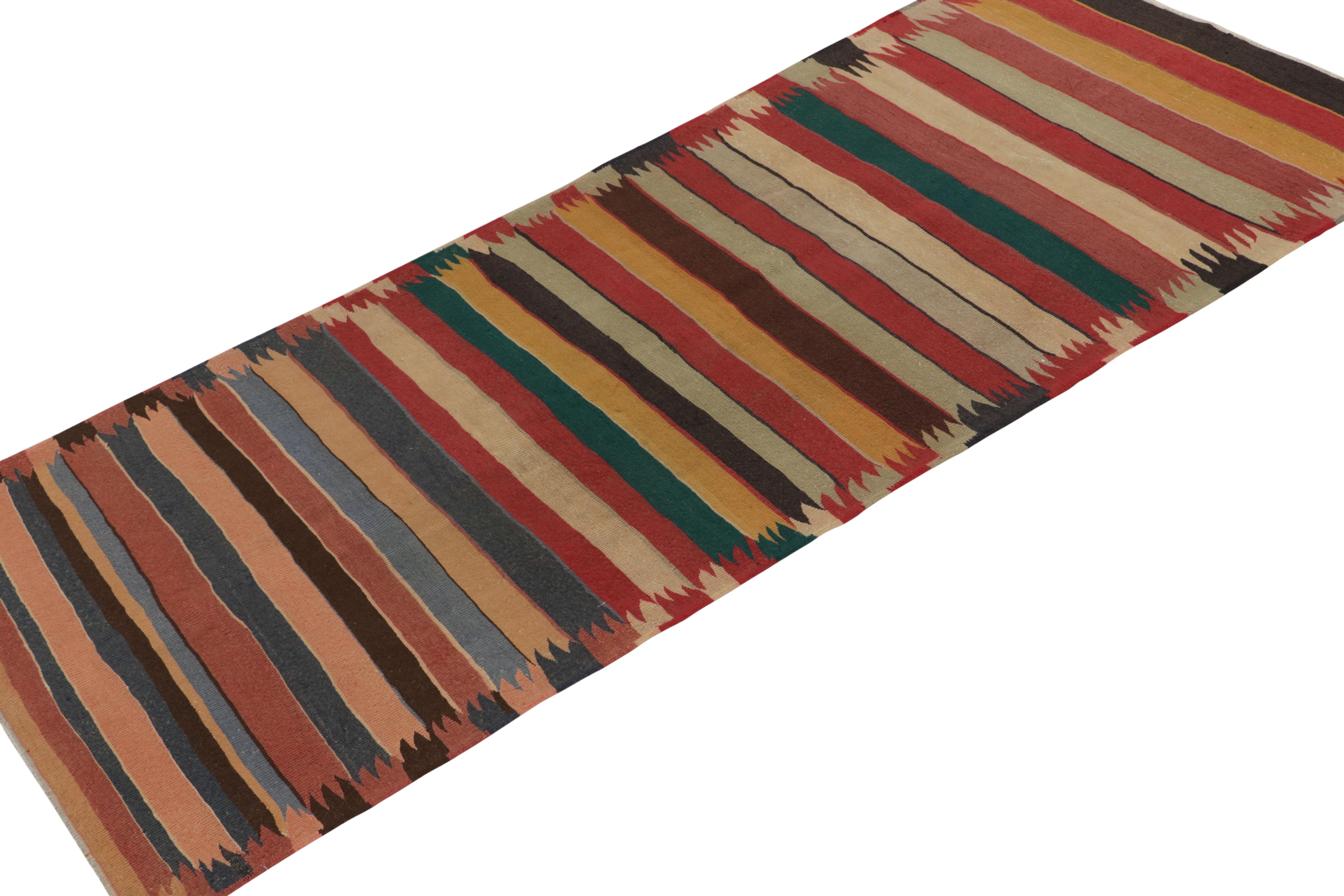 Tribal Vintage Shahsavan Persian Kilim rug in Polychromatic Stripes by Rug & Kilim For Sale