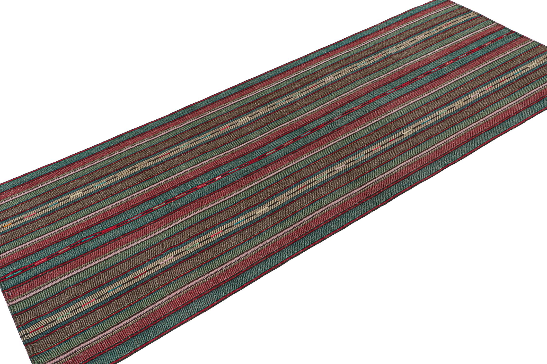 Tribal Vintage Shahsavan Persian Kilim rug in Polychromatic Stripes by Rug & Kilim For Sale