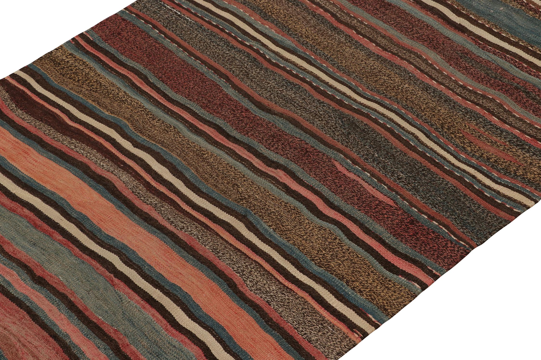 Turkish Vintage Shahsavan Persian Kilim Rug in Polychromatic Stripes by Rug & Kilim For Sale
