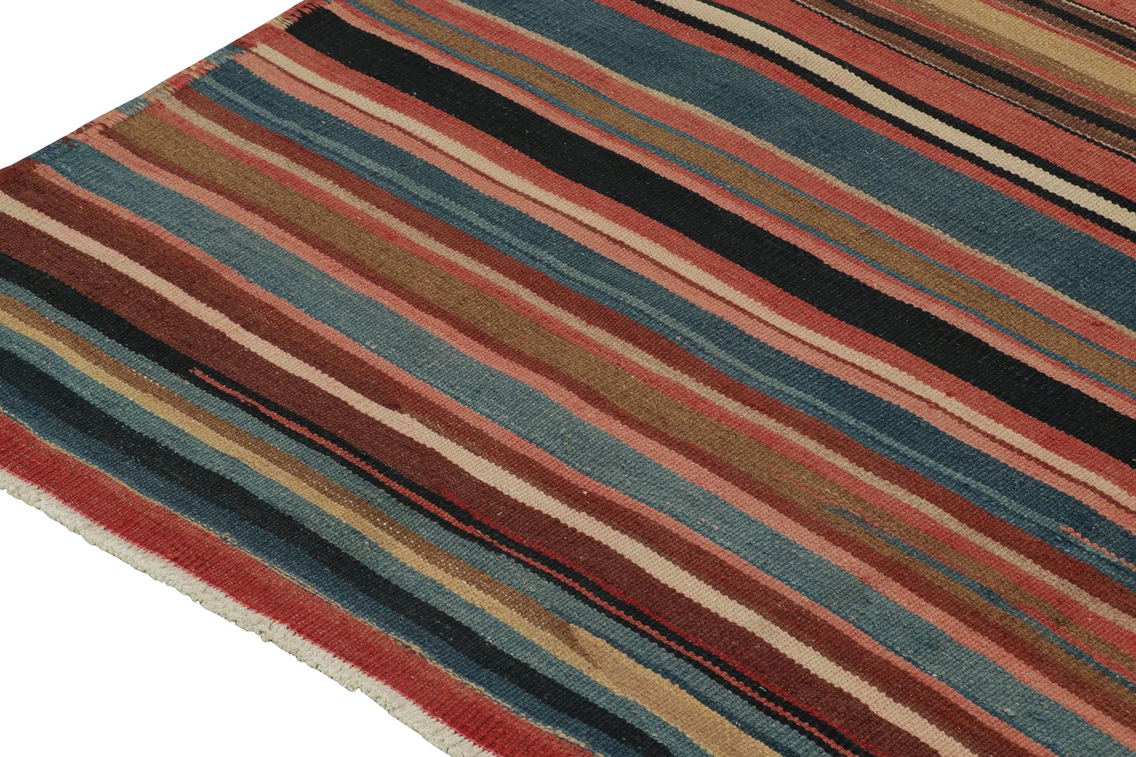 Hand-Knotted Vintage Shahsavan Persian Kilim rug in Polychromatic Stripes For Sale
