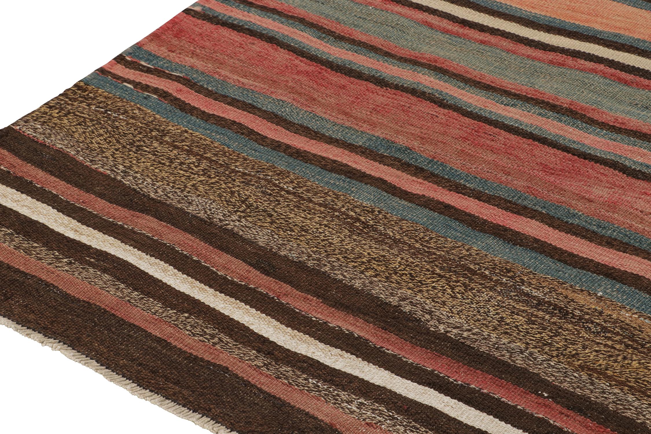 Hand-Knotted Vintage Shahsavan Persian Kilim Rug in Polychromatic Stripes by Rug & Kilim For Sale