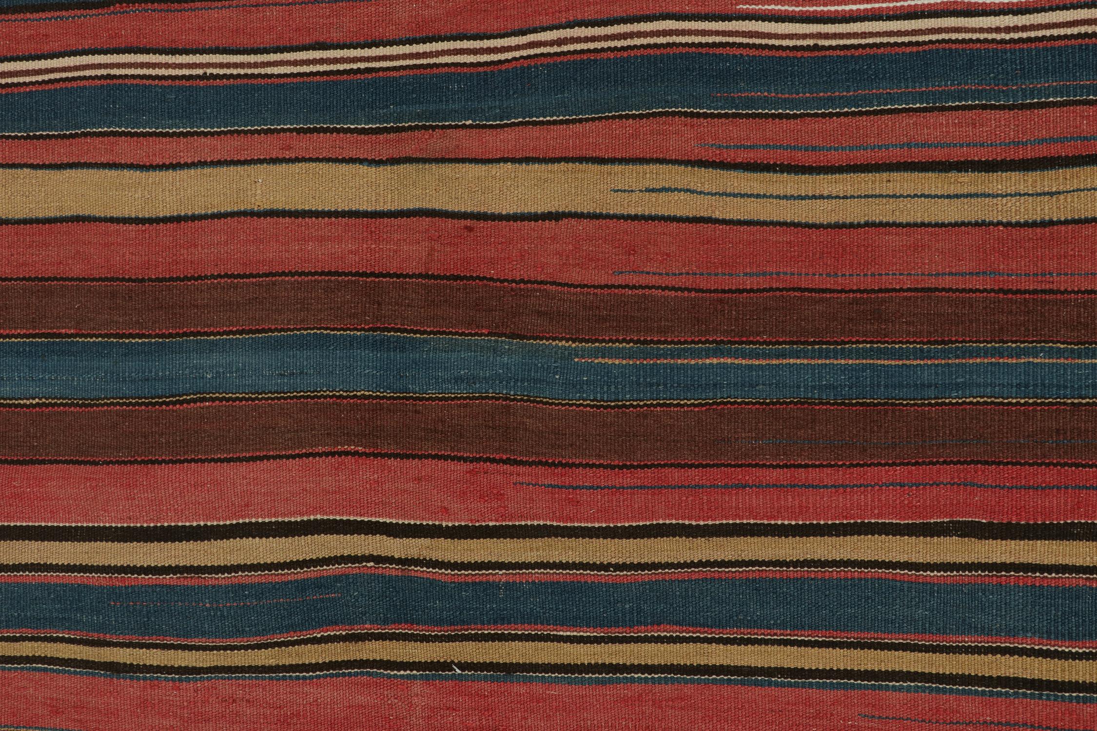 Vintage Shahsavan Persian Kilim rug in Polychromatic Stripes In Good Condition For Sale In Long Island City, NY