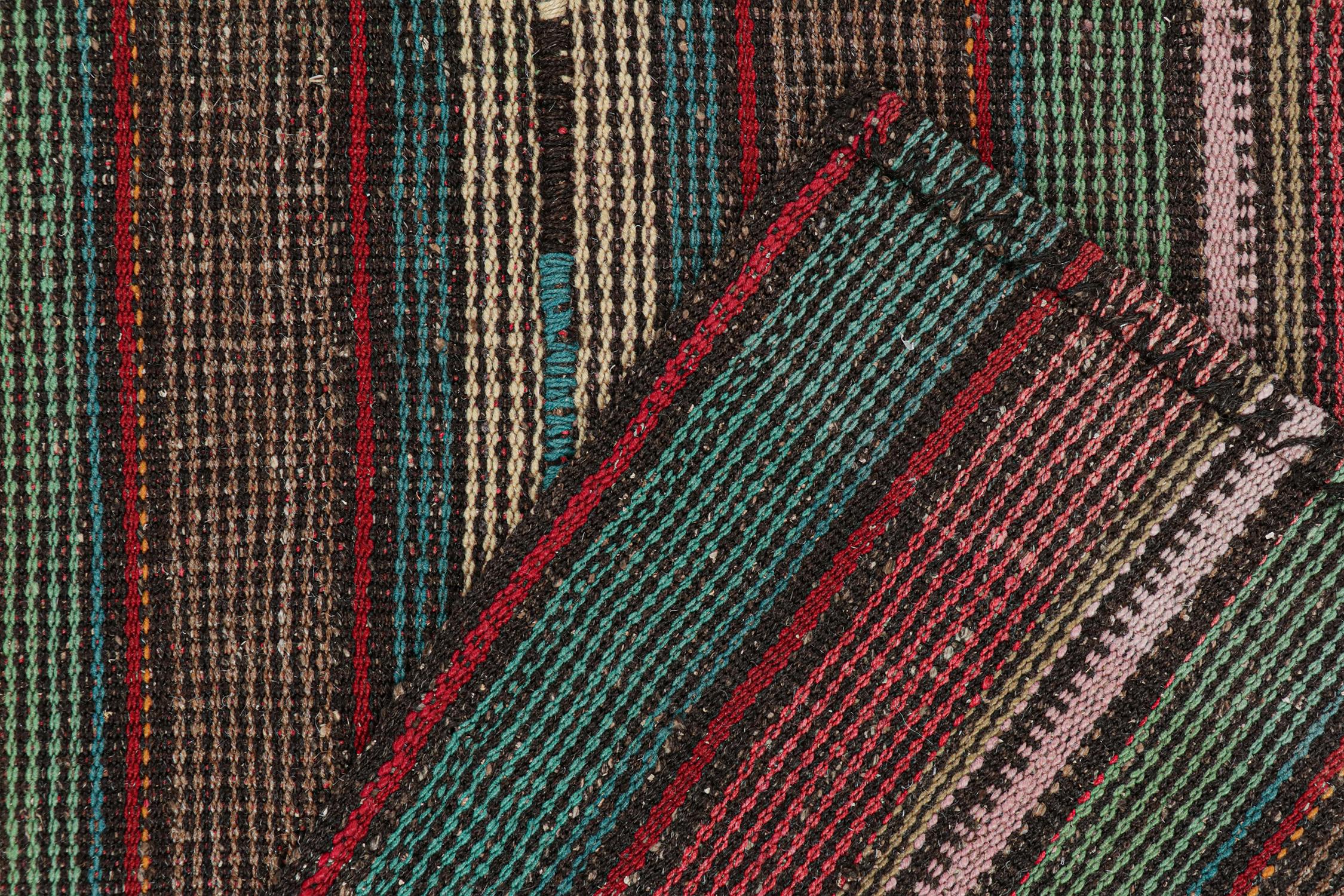 Mid-20th Century Vintage Shahsavan Persian Kilim rug in Polychromatic Stripes by Rug & Kilim For Sale