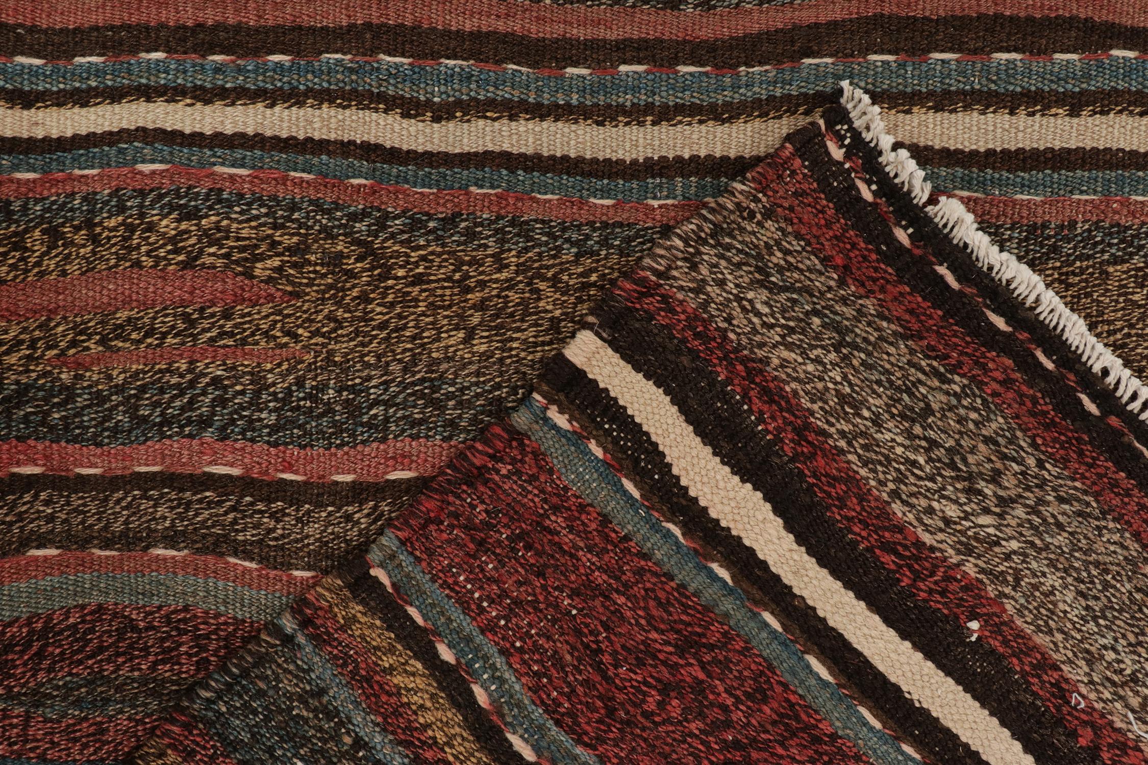 Mid-20th Century Vintage Shahsavan Persian Kilim Rug in Polychromatic Stripes by Rug & Kilim For Sale