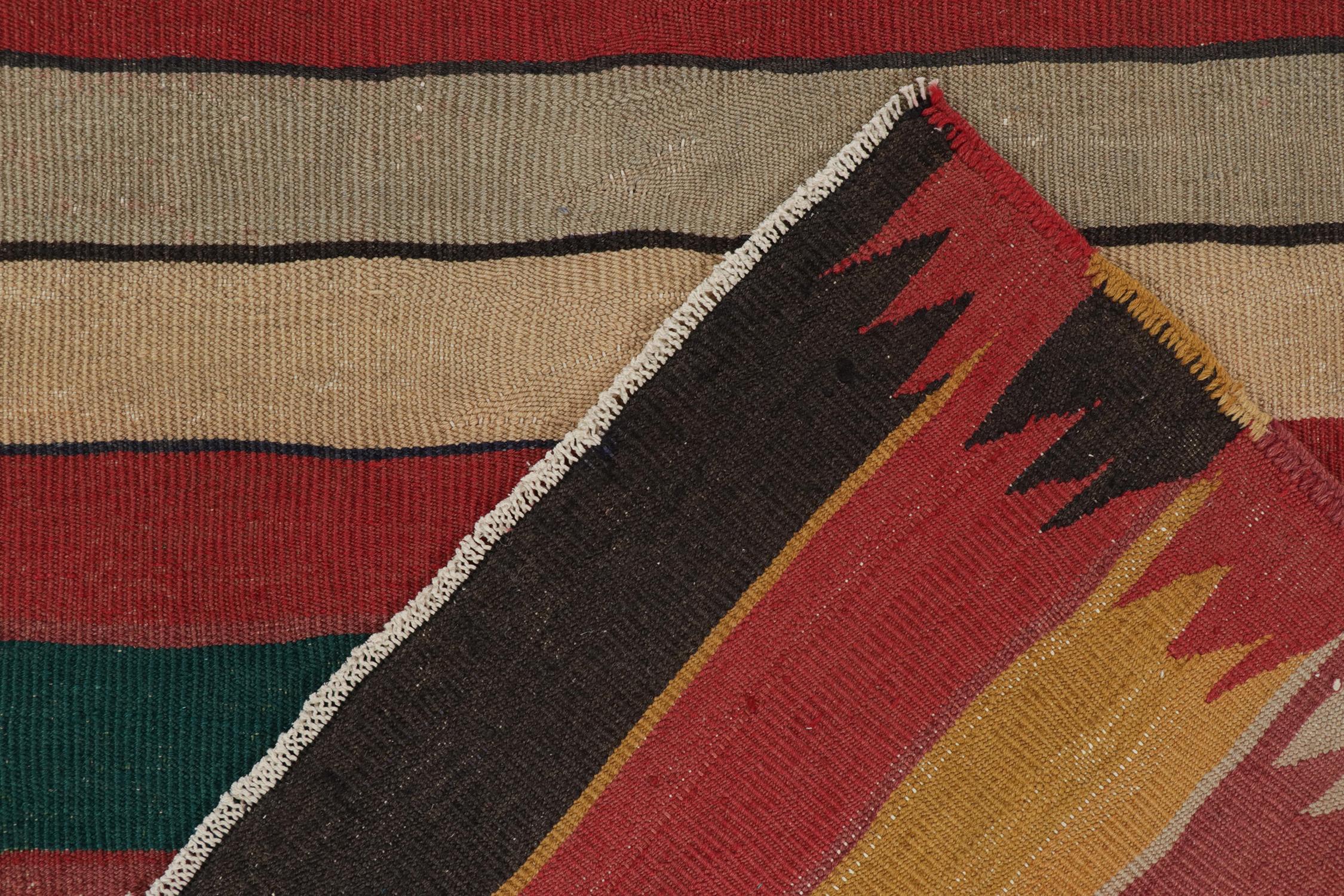 Mid-20th Century Vintage Shahsavan Persian Kilim rug in Polychromatic Stripes by Rug & Kilim For Sale