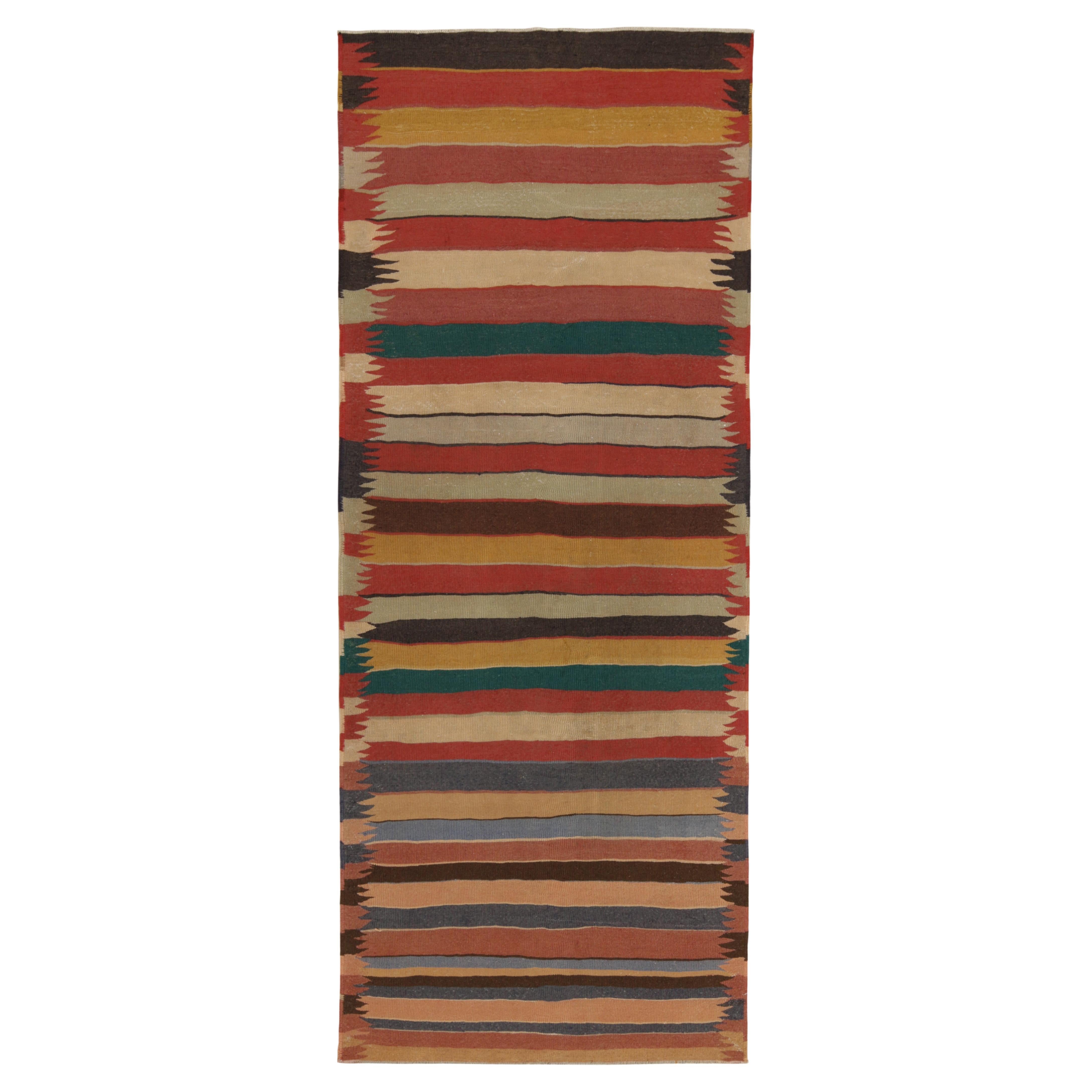 Vintage Shahsavan Persian Kilim rug in Polychromatic Stripes by Rug & Kilim For Sale