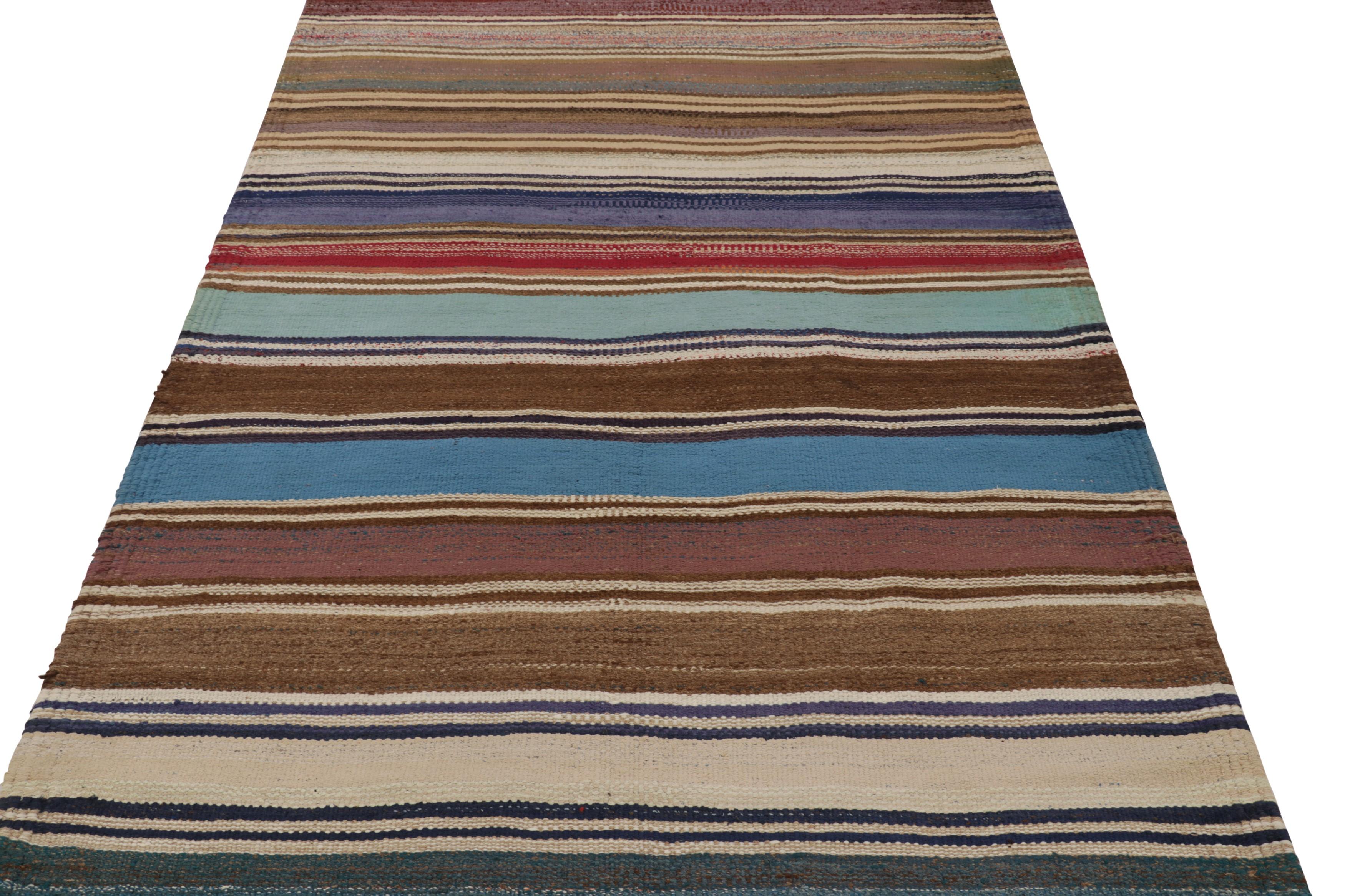 Made with handwoven wool in Persia 1950-1960, this 5x10 vintage Shahsavan Kilim is a particularly bright and sought-after work of an exciting new curation from Rug & Kilim’s collection of classic Kilims and Flat Weaves.

On the Design:

This
