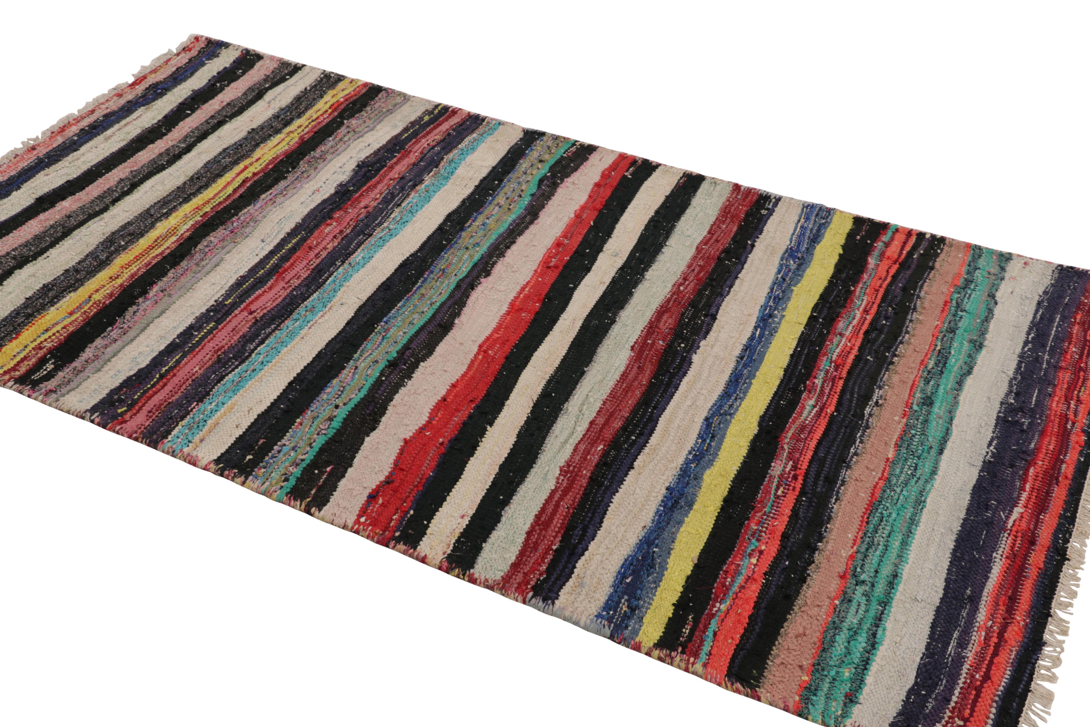 Tessuto a mano Tappeto persiano vintage Shahsavan Kilim, a strisce policrome - Rug & Kilim in vendita
