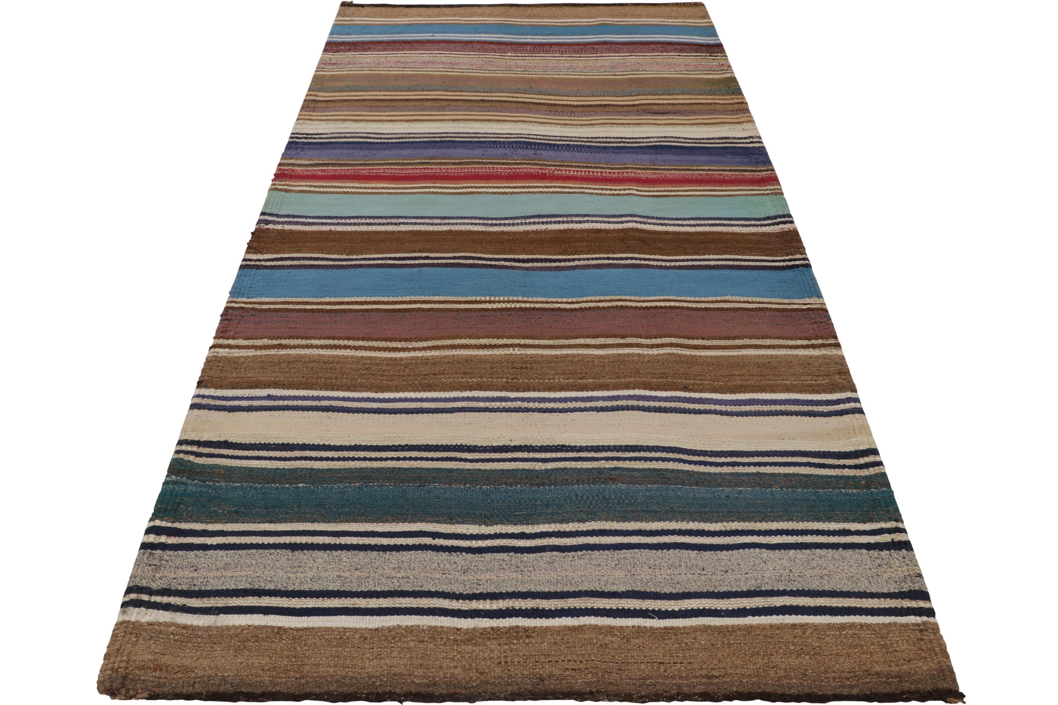 Mid-20th Century Vintage Shahsavan Persian Kilim Rug, Polychromatic Stripes - Rug & Kilim For Sale