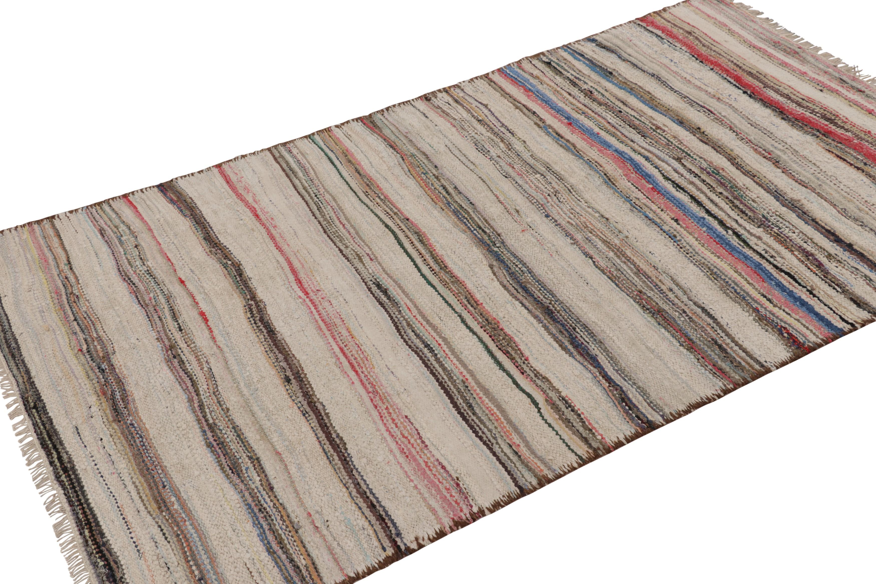 Alfombra Vintage Shahsavan Persa Kilim, Rayas Policromáticas - Rug & Kilim mediados del siglo XX en venta